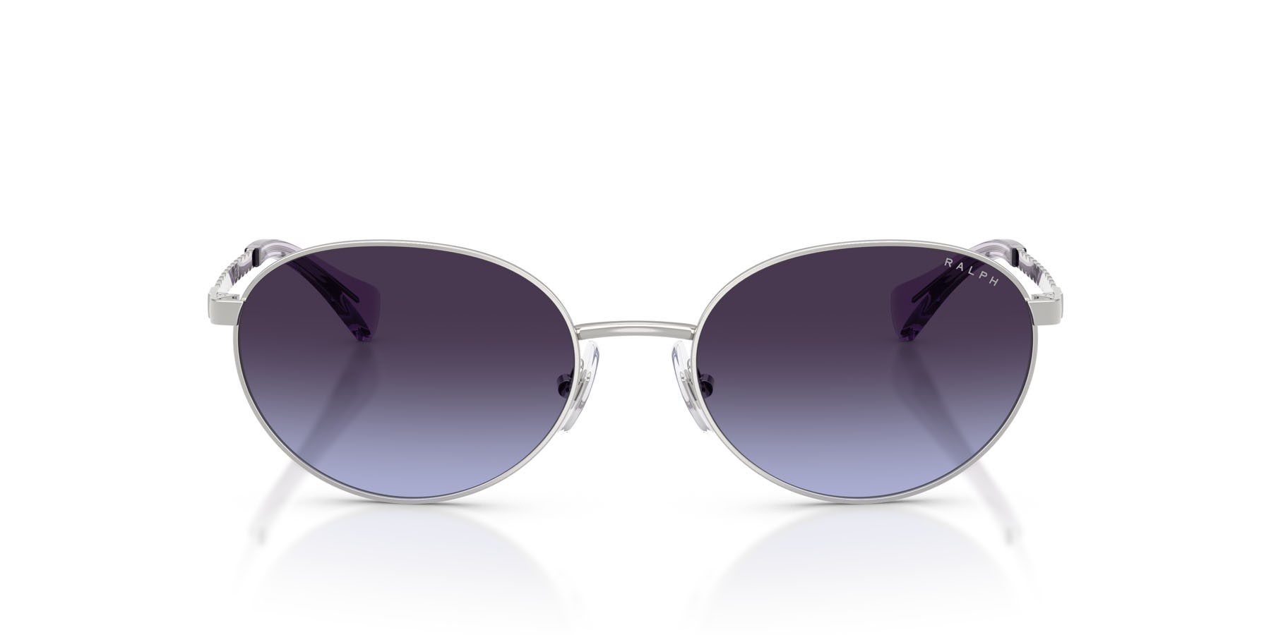 Sunglasses Ralph RA 4148 (90014Q) color argento lucido shape oval lenses azzurro sfumato blu