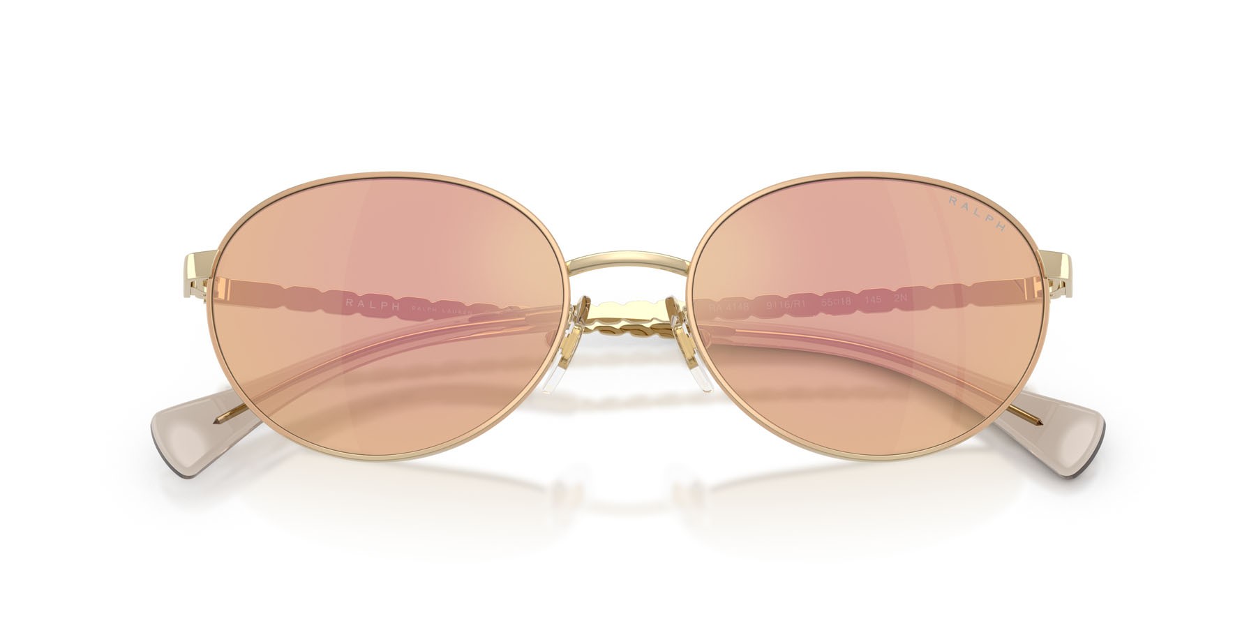 Sunglasses Ralph RA 4148 (9116R1) color oro pallido lucido shape oval lenses specchiata arancione
