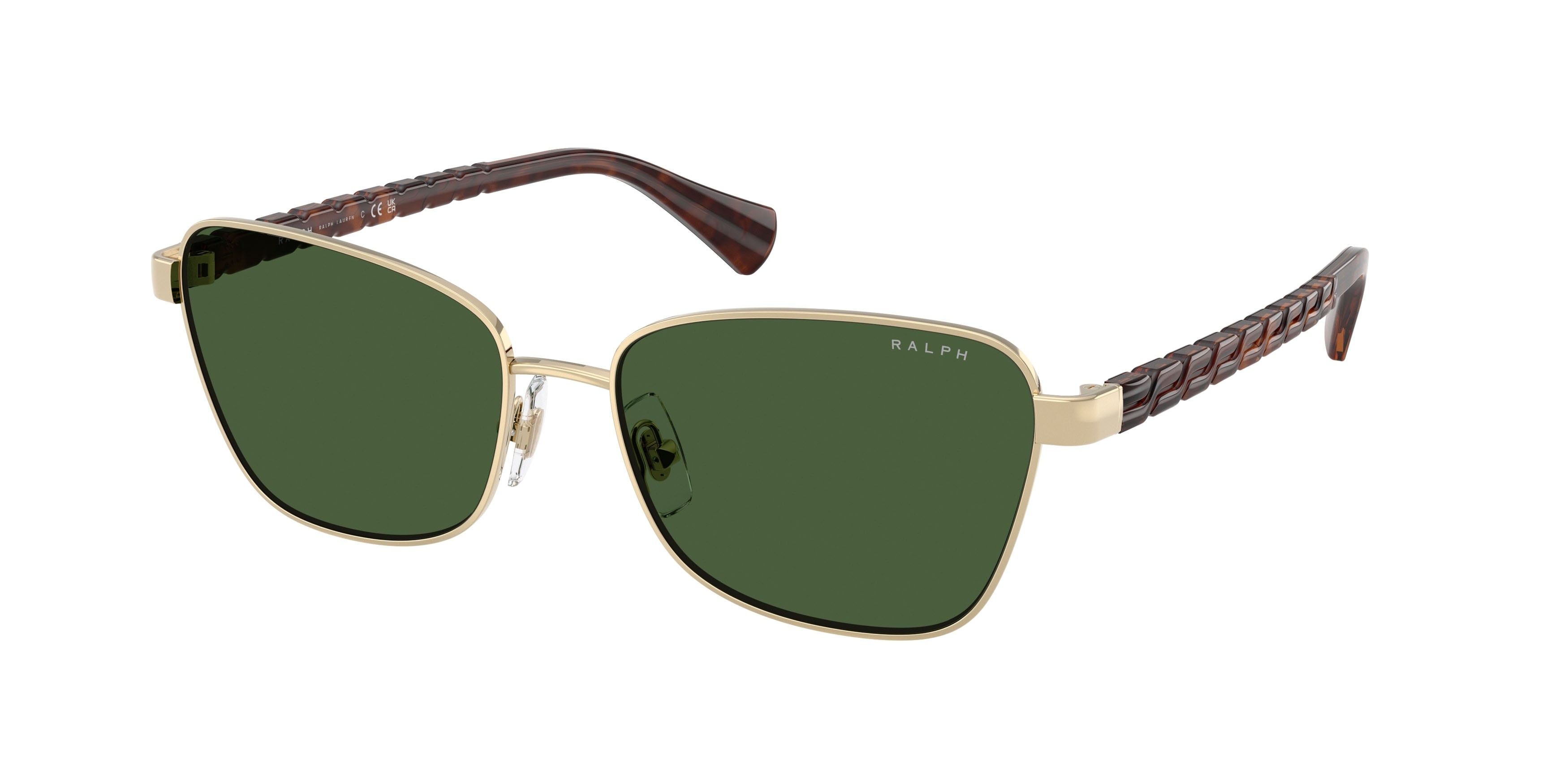 Sunglasses Ralph RA 4149 (949071) color oro pallido lucido shape irregular lenses verde scuro