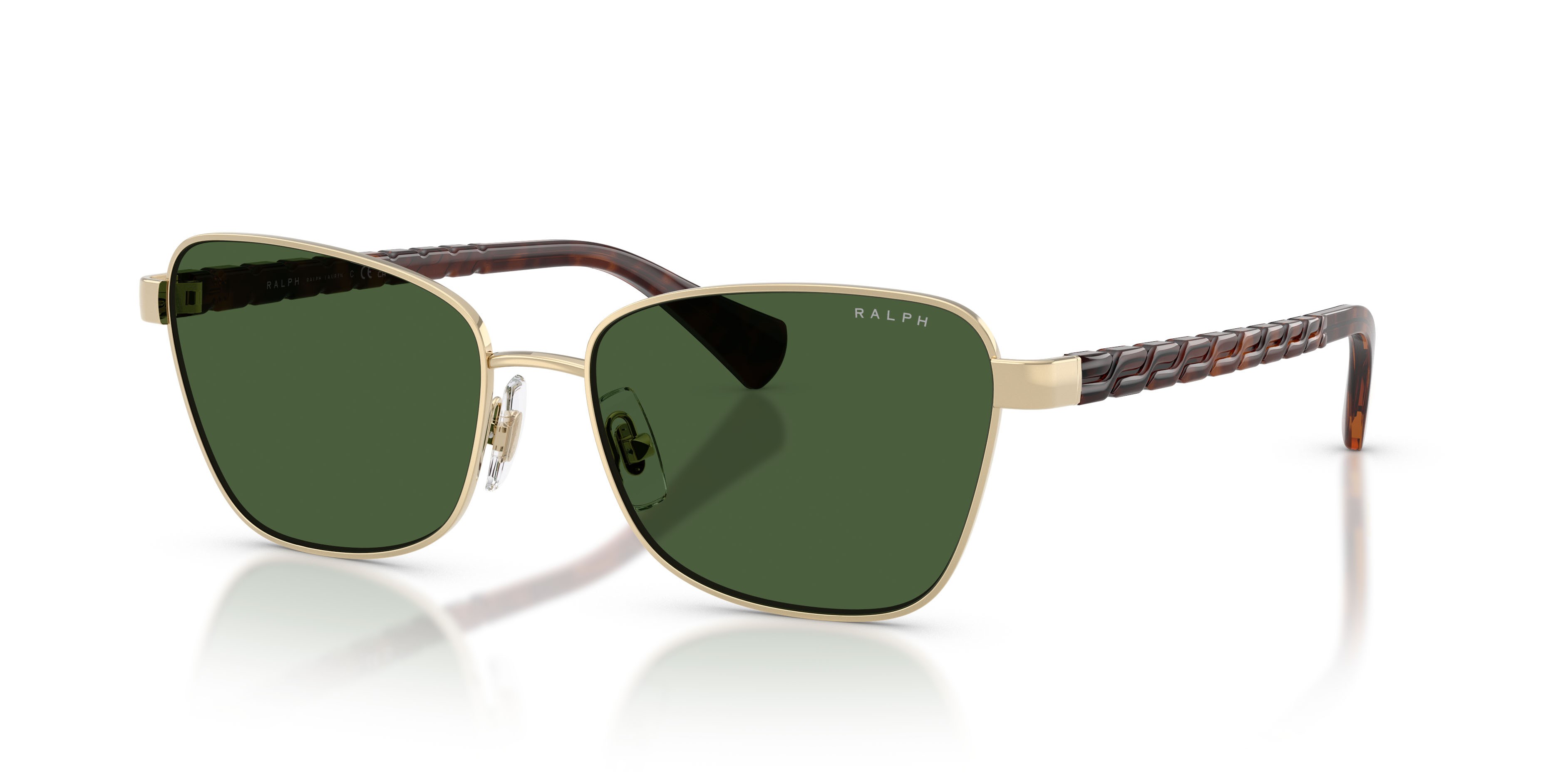 Sunglasses Ralph RA 4149 (949071) color oro pallido lucido shape irregular lenses verde scuro