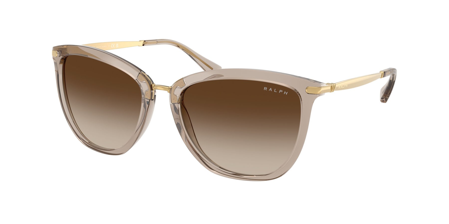 Sunglasses Ralph RA 5245 (580213) color beige brillante shape cat eye lenses marrone sfumato