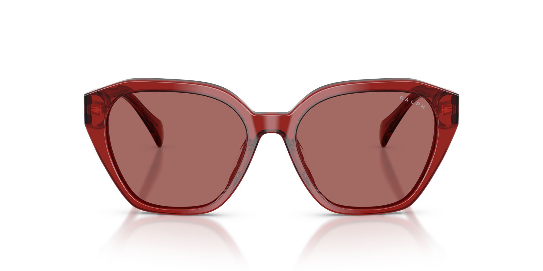 Occhiali da sole Ralph RA 5315U (632069) colore bordeaux brillante forma cat eye lenti violetto chiaro sfumato