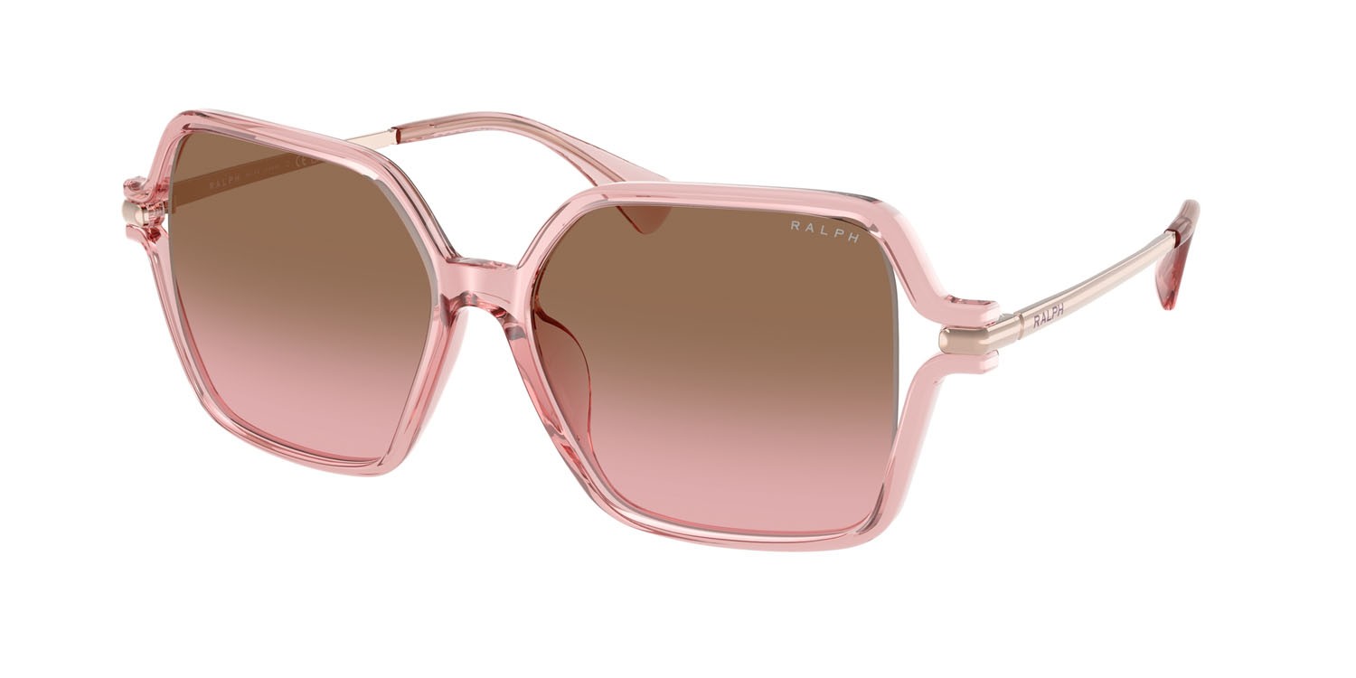 Sonnenbrillen Ralph RA 5319U (580114) farbe rosa trasparente lucido form quadratisch gläser rosa sfumato marrone