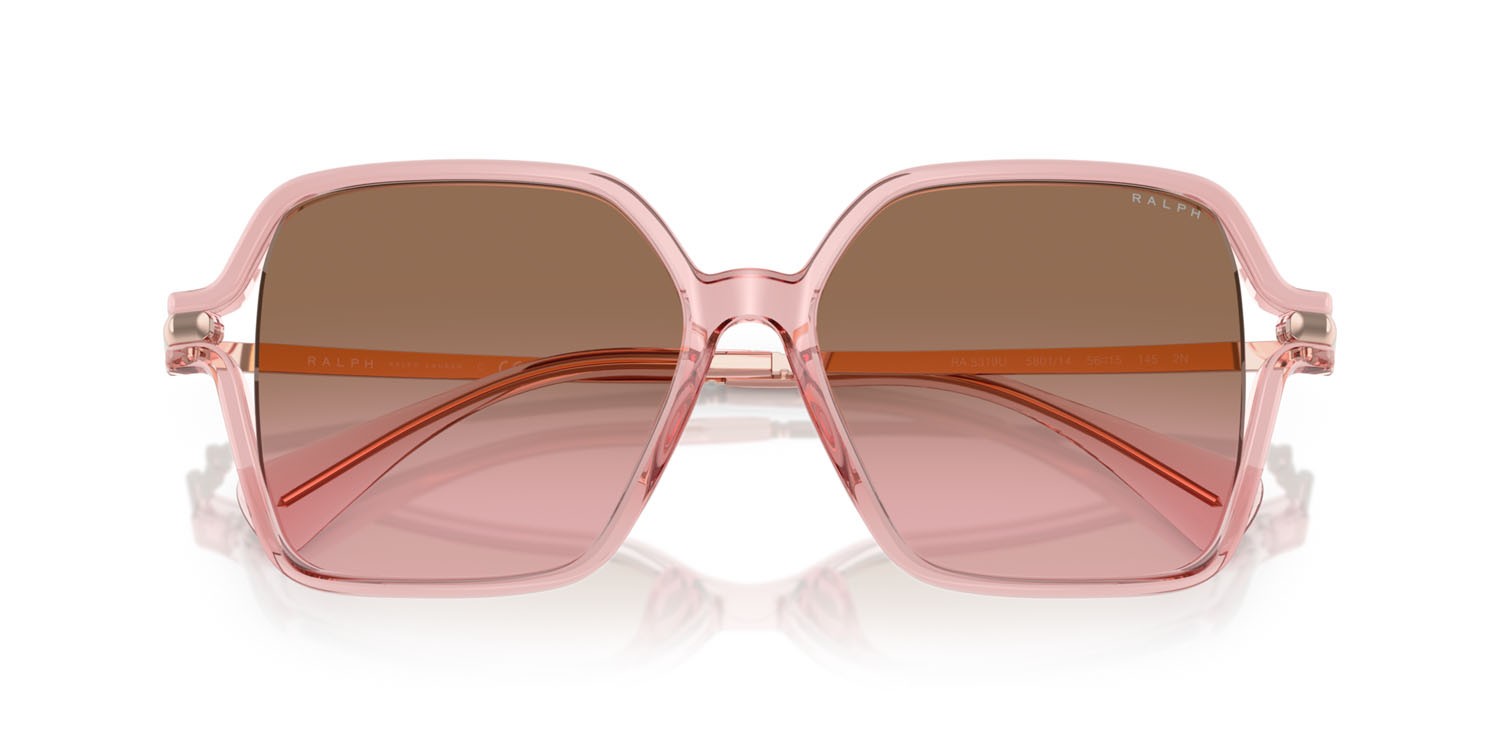 Sonnenbrillen Ralph RA 5319U (580114) farbe rosa trasparente lucido form quadratisch gläser rosa sfumato marrone
