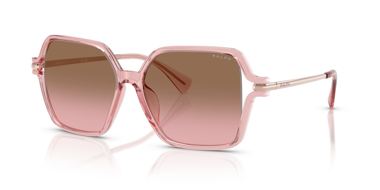 Sonnenbrillen Ralph RA 5319U (580114) farbe rosa trasparente lucido form quadratisch gläser rosa sfumato marrone