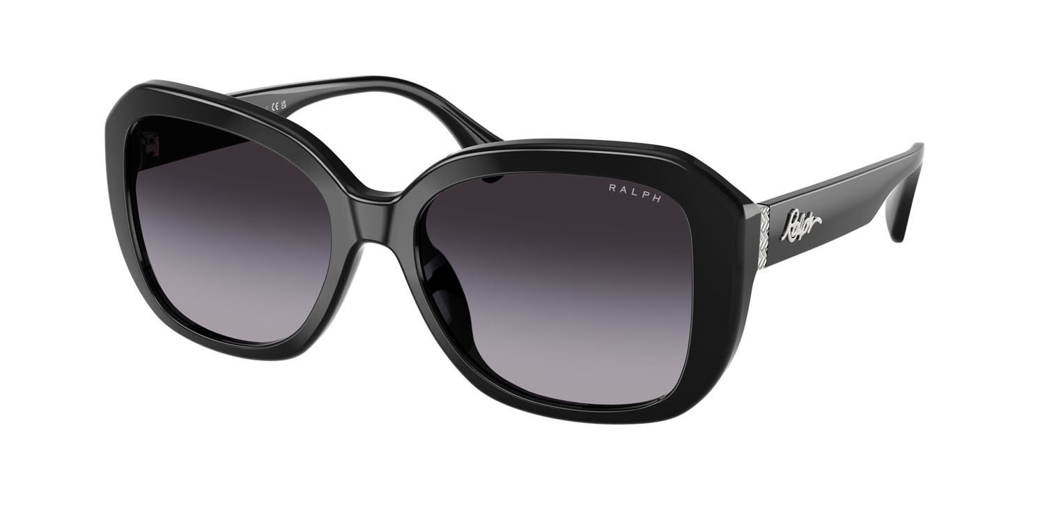 Sunglasses Ralph RA 5321U (50018G) color nero lucido shape square lenses grigio sfumato
