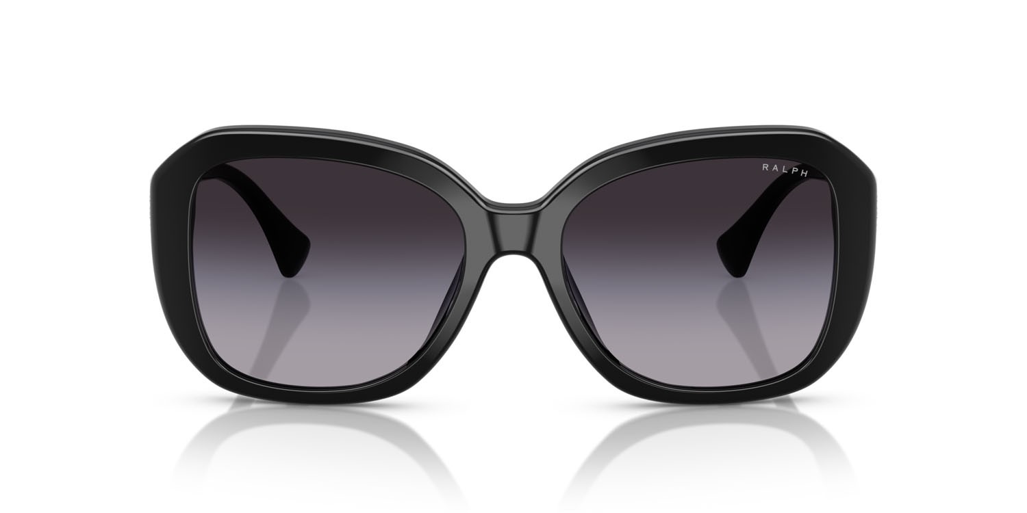 Sunglasses Ralph RA 5321U (50018G) color nero lucido shape square lenses grigio sfumato