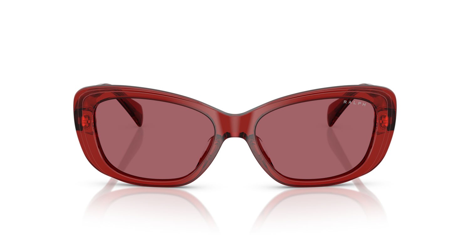 Sunglasses Ralph RA 5322U (621069) color borgogna brillante trasparente shape rectangle lenses bordeaux