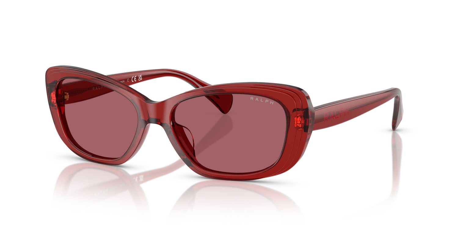 Sunglasses Ralph RA 5322U (621069) color borgogna brillante trasparente shape rectangle lenses bordeaux