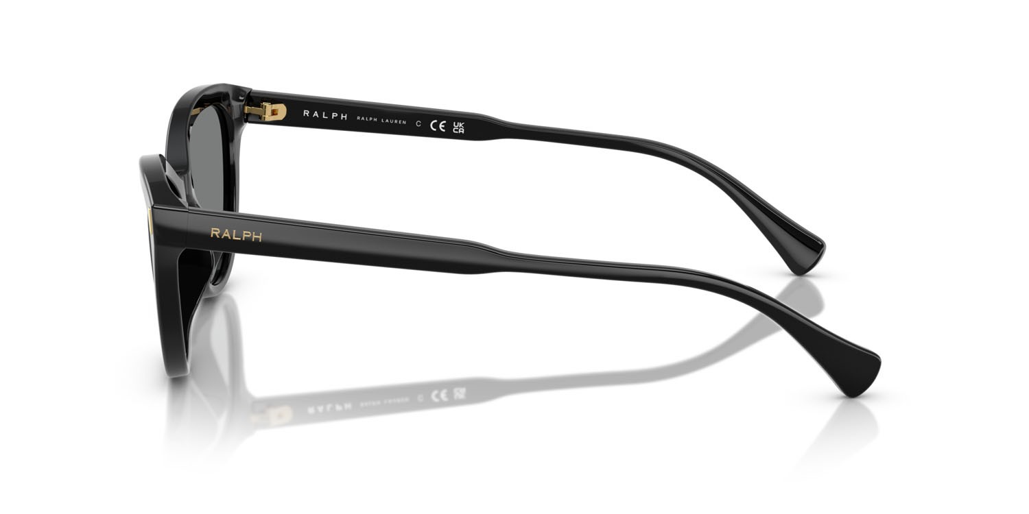 Sunglasses Ralph RA 5326U (500187) color nero lucido shape cat eye lenses grigio chiaro