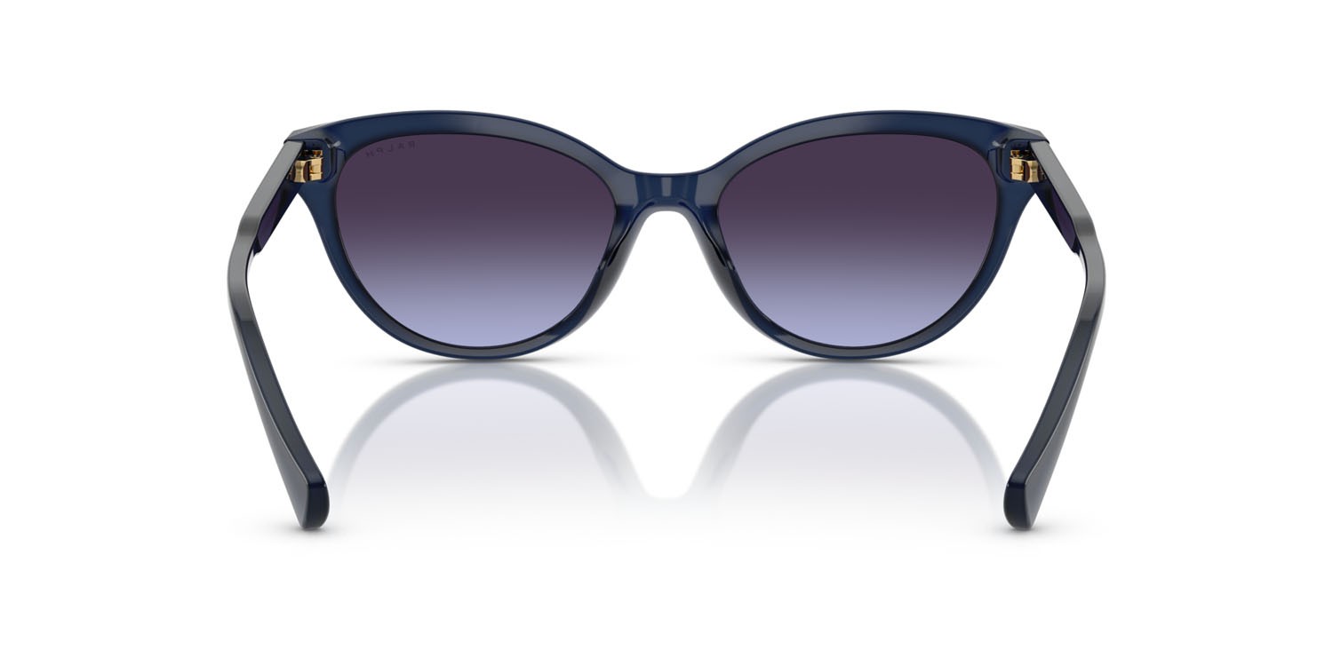 Sunglasses Ralph RA 5326U (60594Q) color blu opalescente lucido shape cat eye lenses violetto sfumato