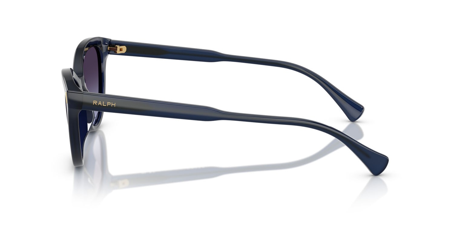 Sunglasses Ralph RA 5326U (60594Q) color blu opalescente lucido shape cat eye lenses violetto sfumato