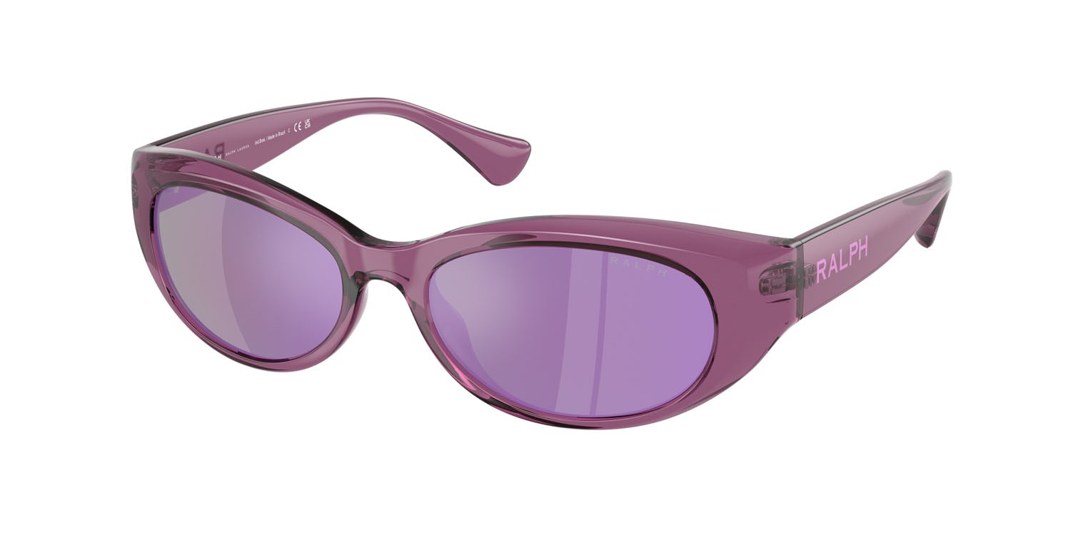 Occhiali da sole Ralph RA 5327U (62074V) colore violetto brillante trasparente forma ovale lenti viola specchiato grigio
