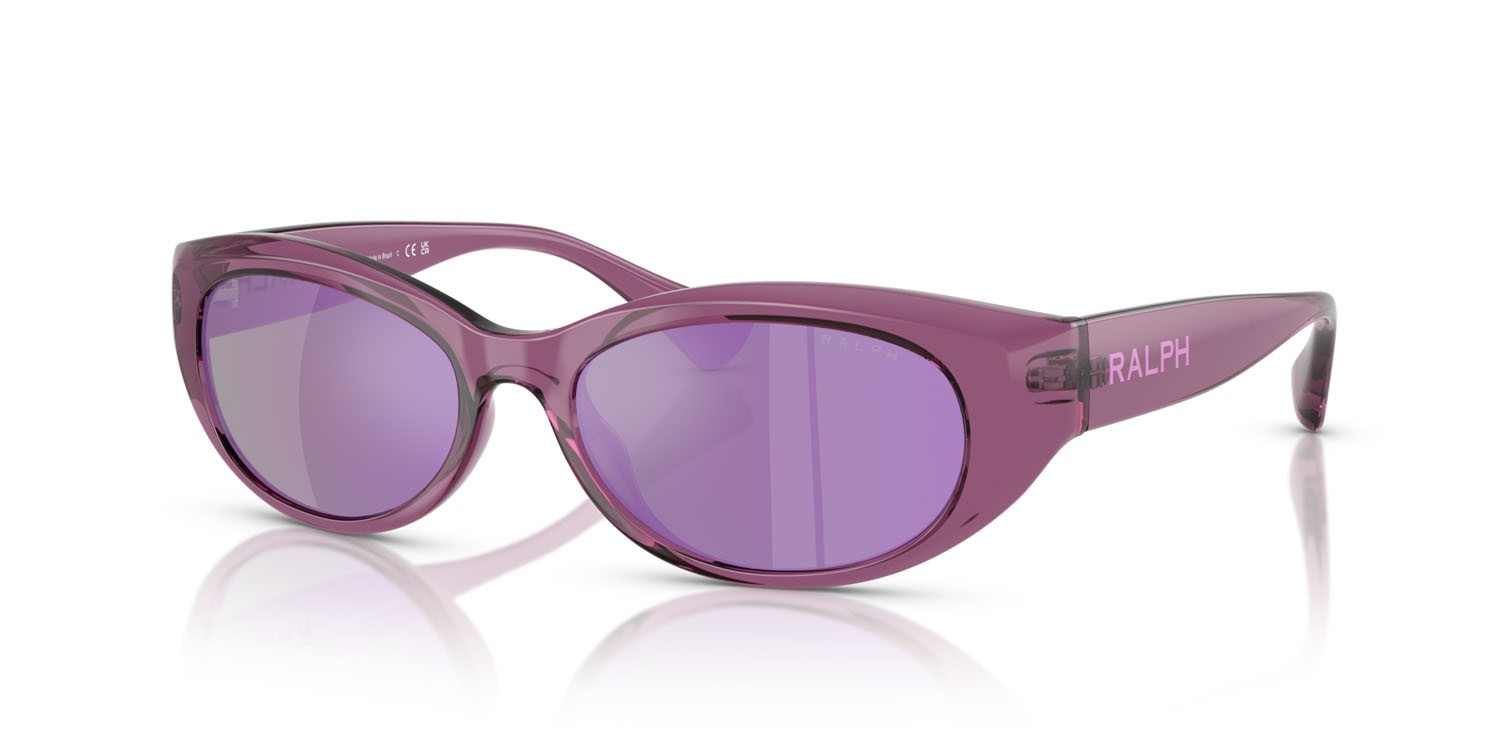 Occhiali da sole Ralph RA 5327U (62074V) colore violetto brillante trasparente forma ovale lenti viola specchiato grigio