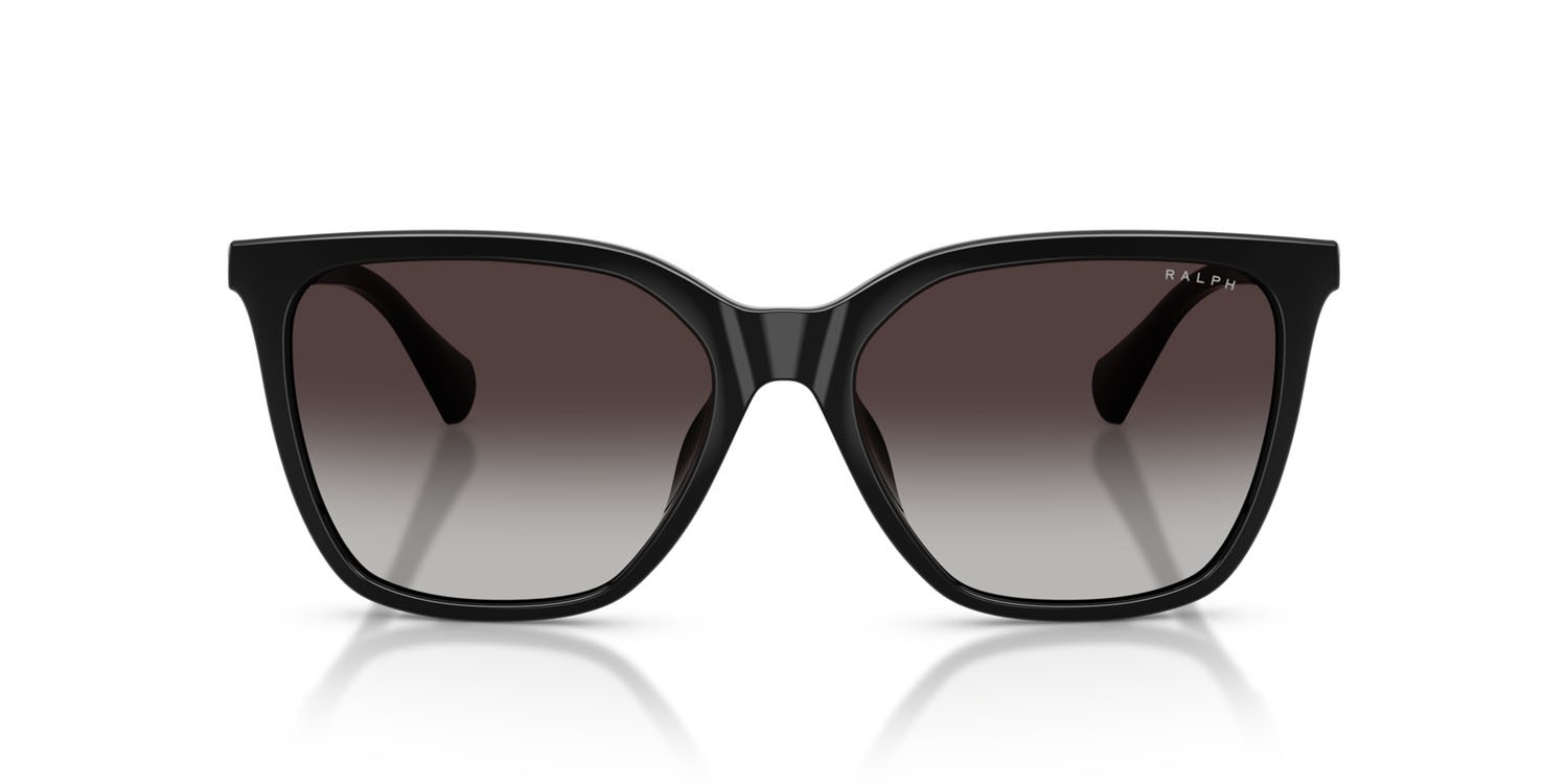Sunglasses Ralph RA 5328U (50018G) color nero lucido shape square lenses sfumato grigio