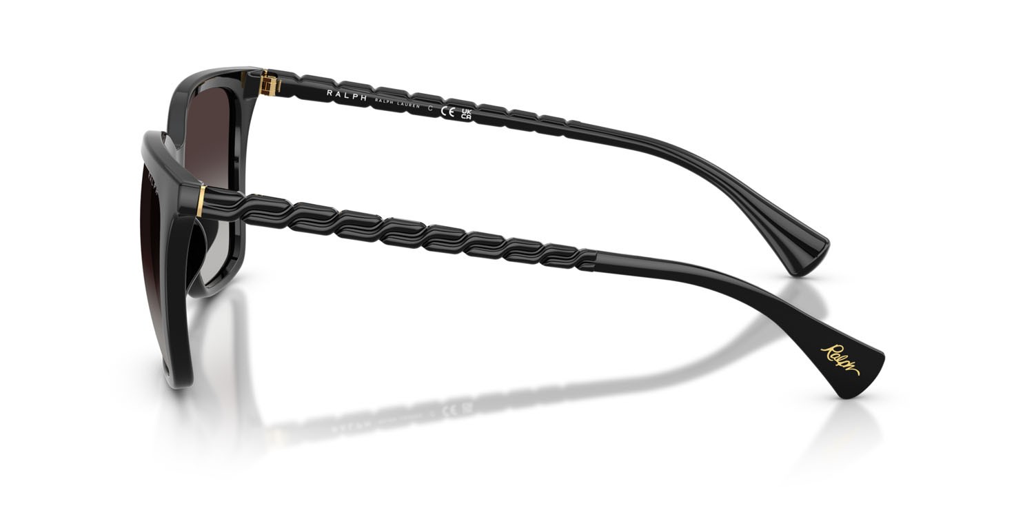 Sunglasses Ralph RA 5328U (50018G) color nero lucido shape square lenses sfumato grigio