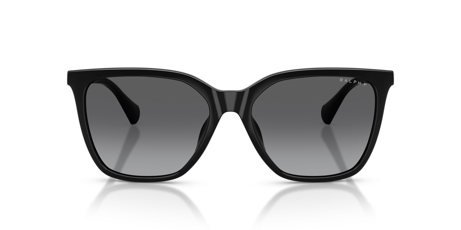 Sunglasses Ralph RA 5328U (5001T3) color nero lucido shape square lenses polar grigia sfumata