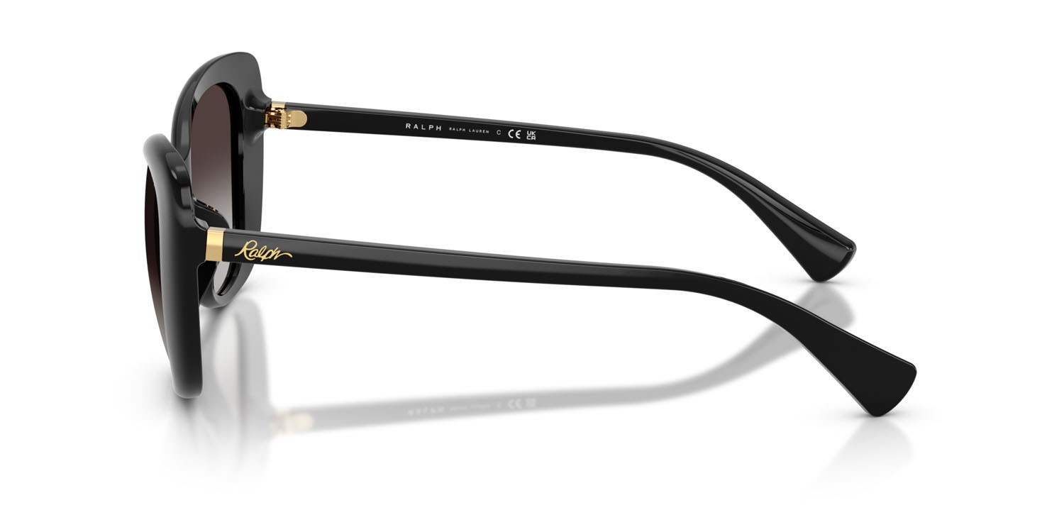 Sunglasses Ralph RA 5329U (50018G) color nero lucido shape butterfly lenses sfumato grigio