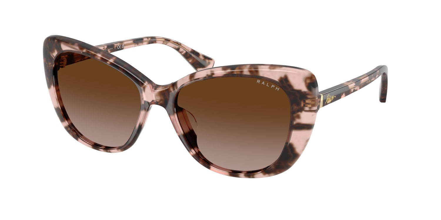 Sunglasses Ralph RA 5329U (605813) color rosa lucido havana shape butterfly lenses marrone sfumato