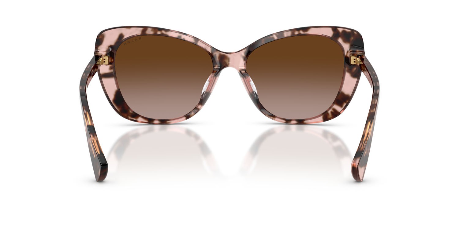 Sunglasses Ralph RA 5329U (605813) color rosa lucido havana shape butterfly lenses marrone sfumato