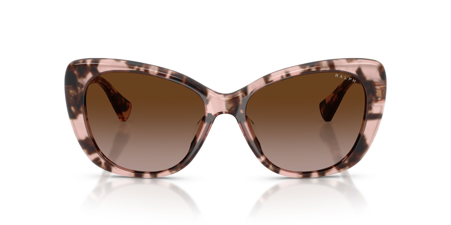 Sunglasses Ralph RA 5329U (605813) color rosa lucido havana shape butterfly lenses marrone sfumato