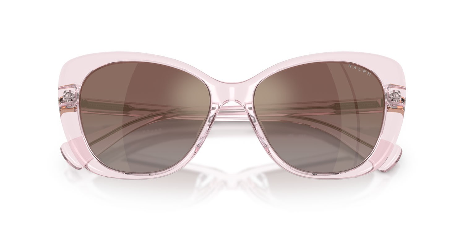 Sunglasses Ralph RA 5329U (61906K) color blush lucido crystal shape butterfly lenses rosa sfumato a specchio