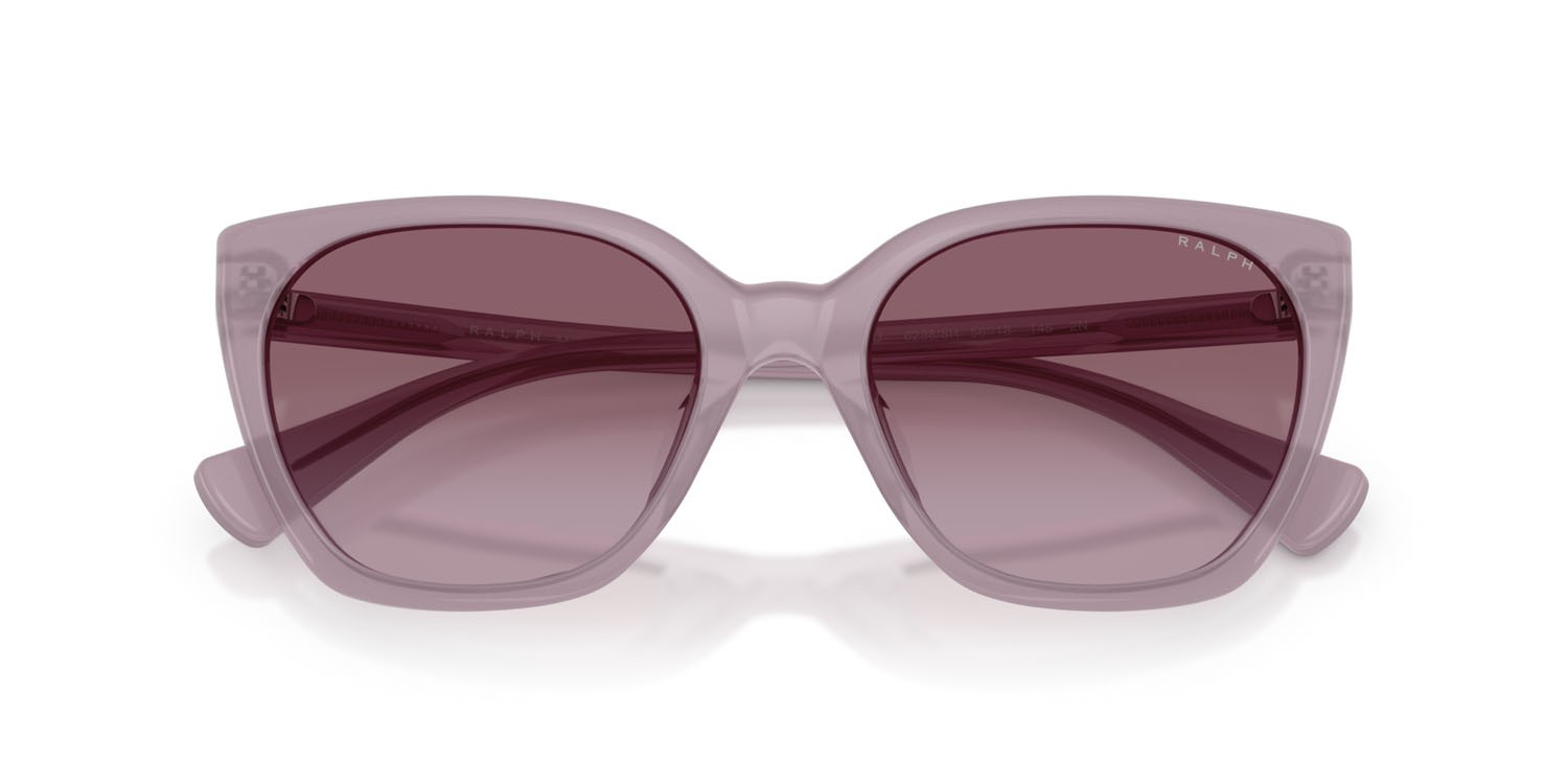 Sunglasses Ralph RA 5330U (62388H) color lilla latte lucido shape butterfly lenses violetto sfumato