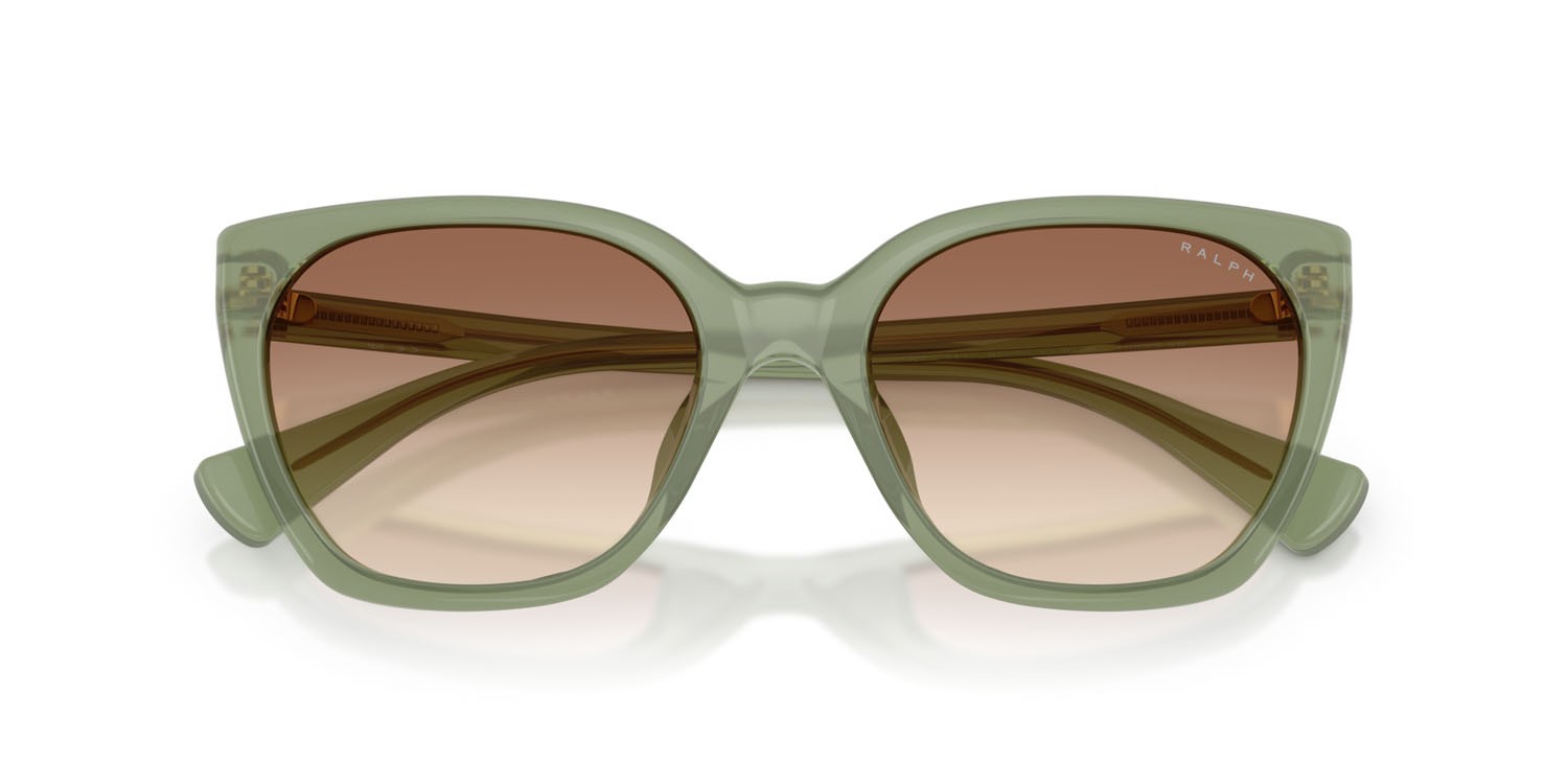 Sunglasses Ralph RA 5330U (627813) color verde latte lucido shape butterfly lenses marrone chiaro sfumato