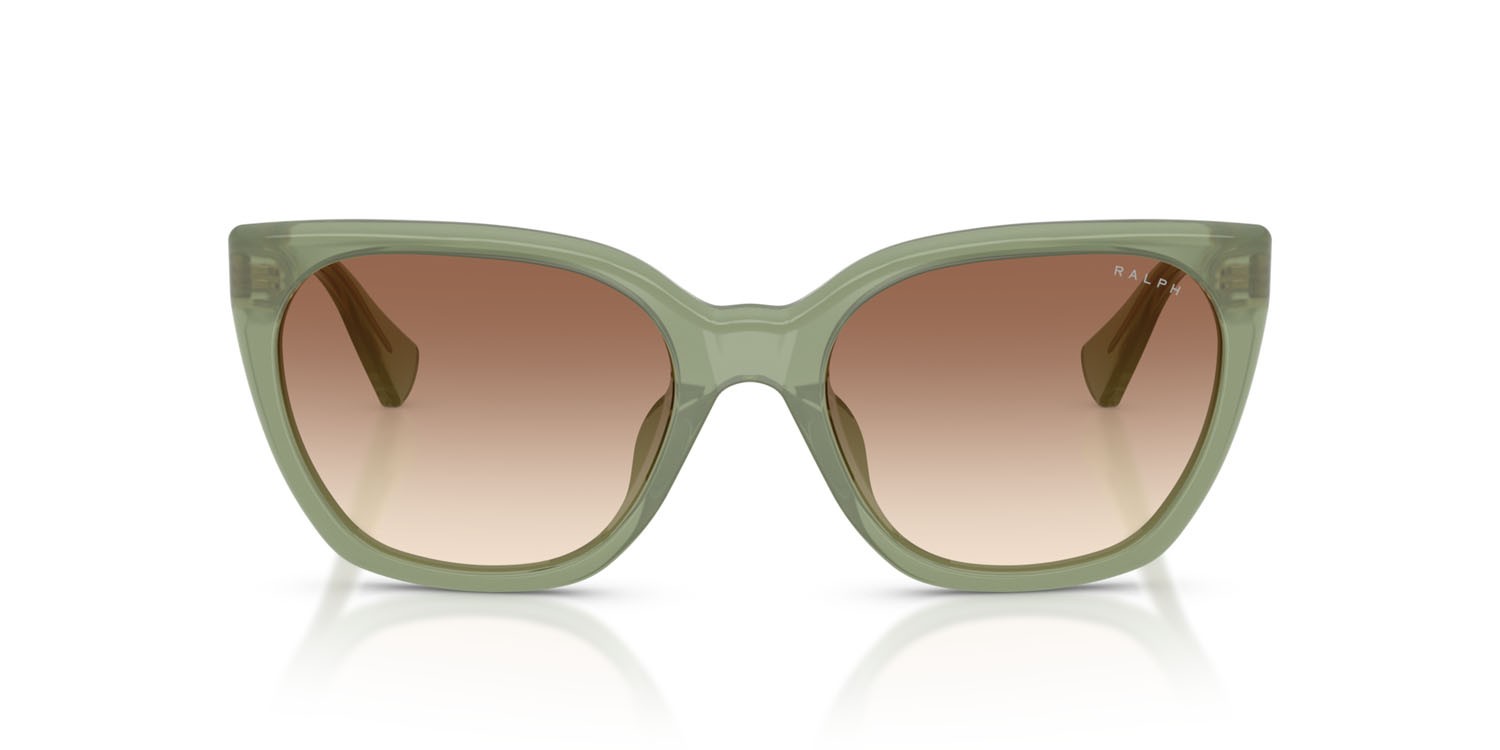 Sunglasses Ralph RA 5330U (627813) color verde latte lucido shape butterfly lenses marrone chiaro sfumato