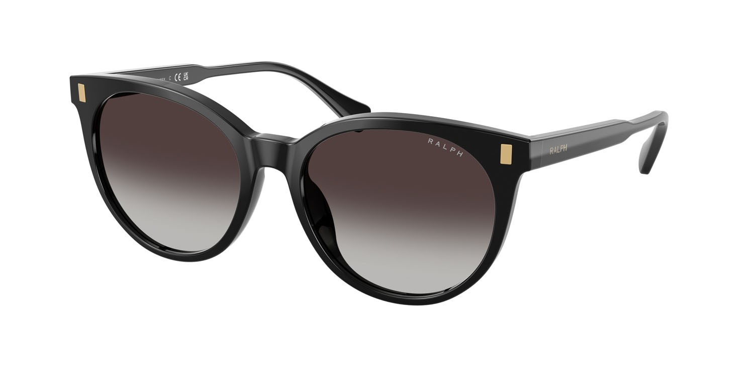 Sunglasses Ralph RA 5331U (50018G) color nero lucido shape pantos lenses sfumato grigio