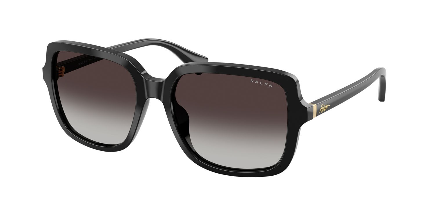 Sunglasses Ralph RA 5333U (50018G) color nero lucido shape square lenses sfumato grigio