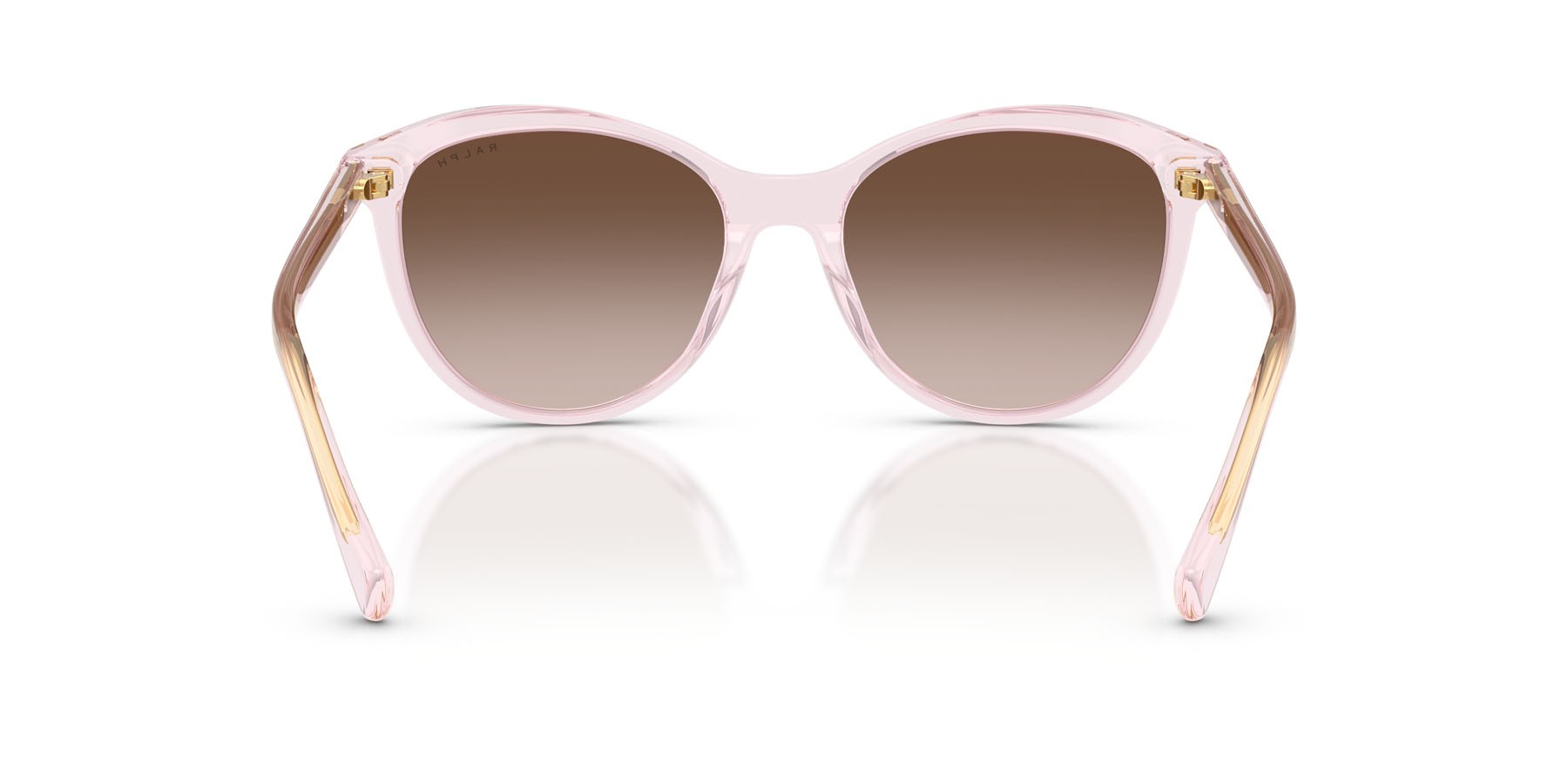 Sunglasses Ralph RA 5336U (604313) color rosa trasparente lucido shape round lenses marrone sfumato