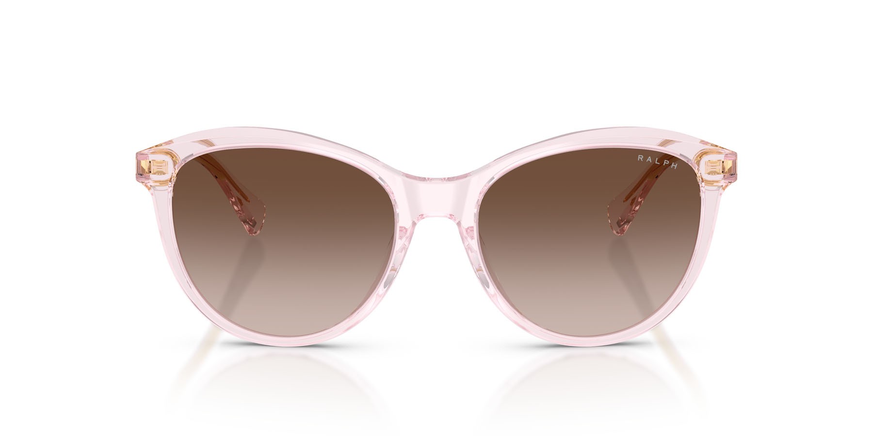 Sunglasses Ralph RA 5336U (604313) color rosa trasparente lucido shape round lenses marrone sfumato