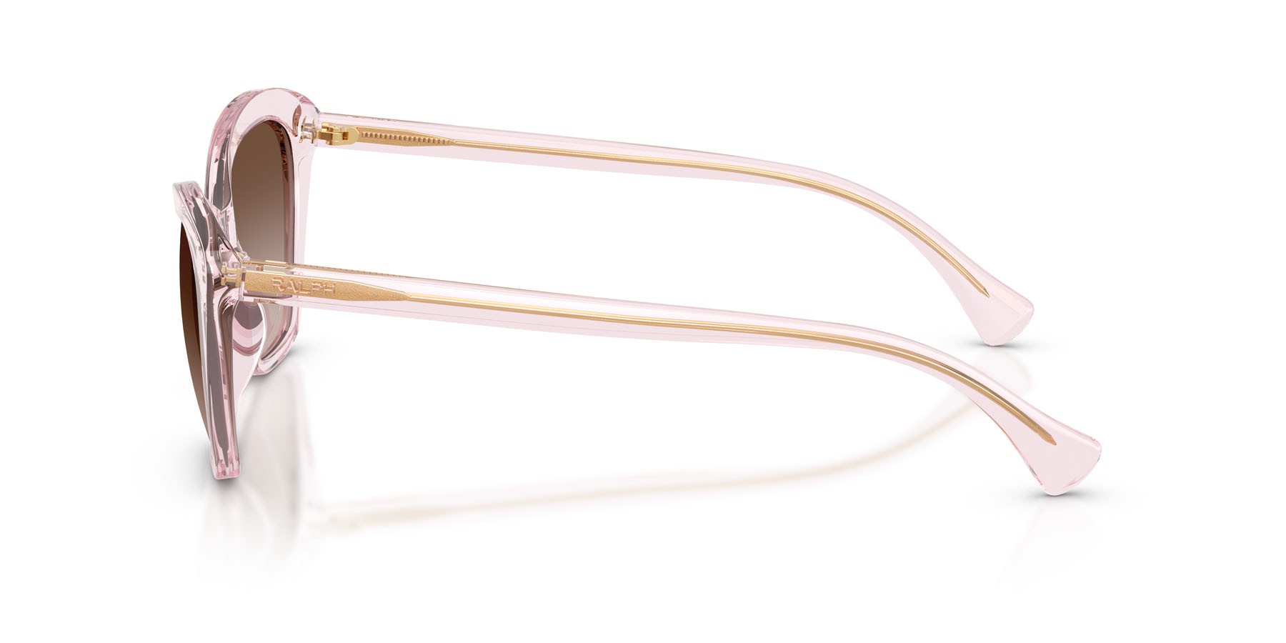 Occhiali da sole Ralph RA 5337U (604313) colore rosa trasparente lucido forma farfalla lenti marrone sfumato