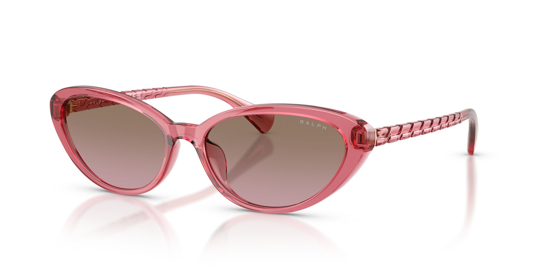 Occhiali da sole Ralph RA 5338U (628614) colore pesca perlaceo forma farfalla lenti rosa sfumato