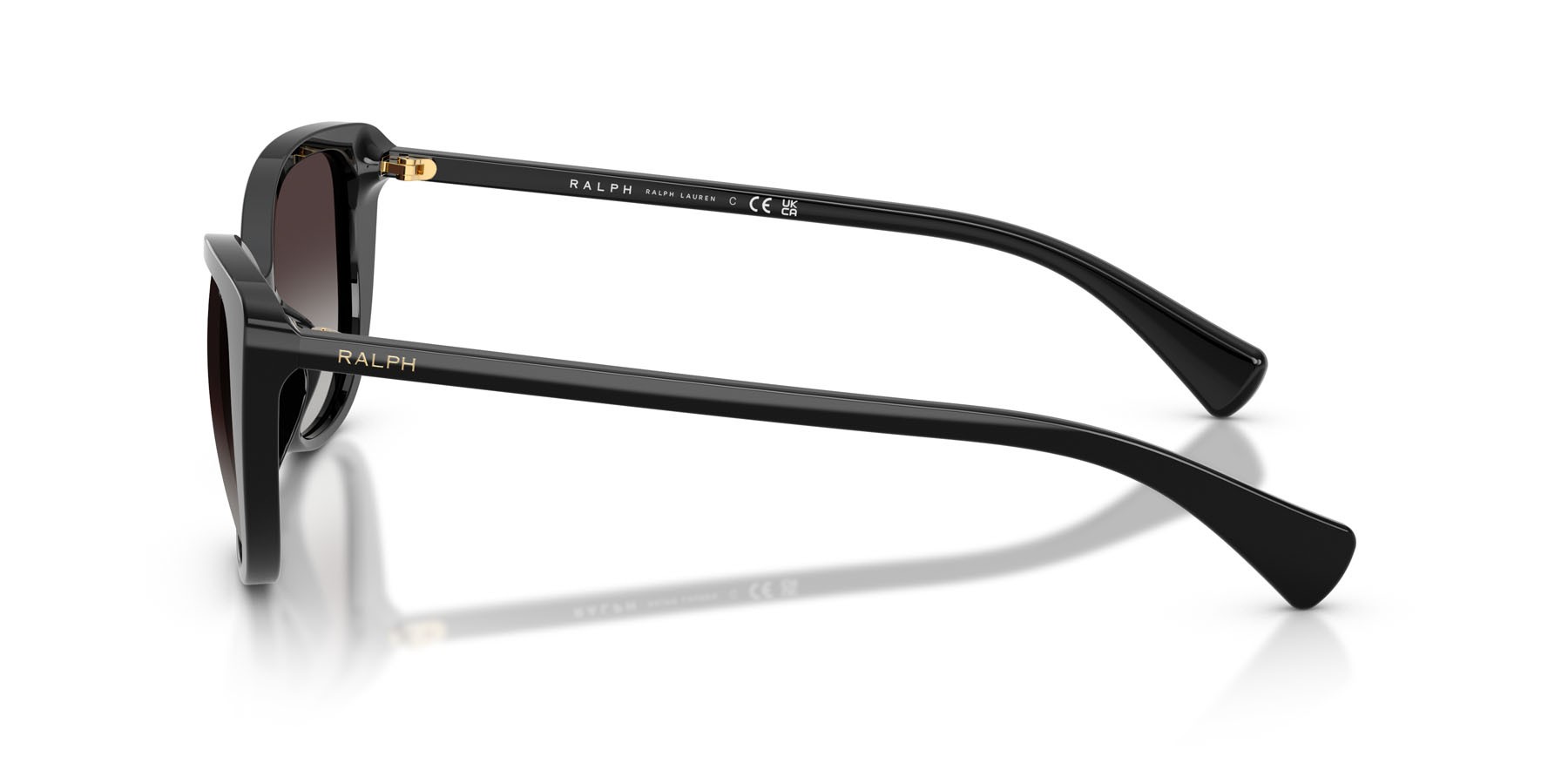 Sunglasses Ralph RA 5340U (500187) color nero lucido shape butterfly lenses grigio sfumato