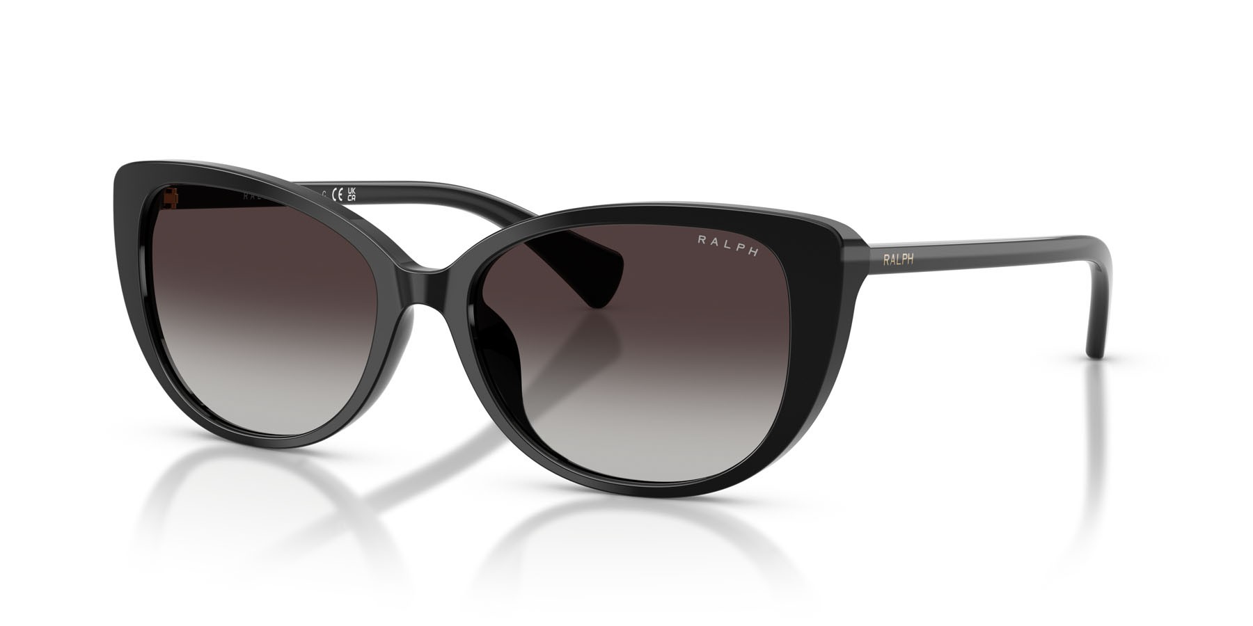 Sunglasses Ralph RA 5340U (500187) color nero lucido shape butterfly lenses grigio sfumato