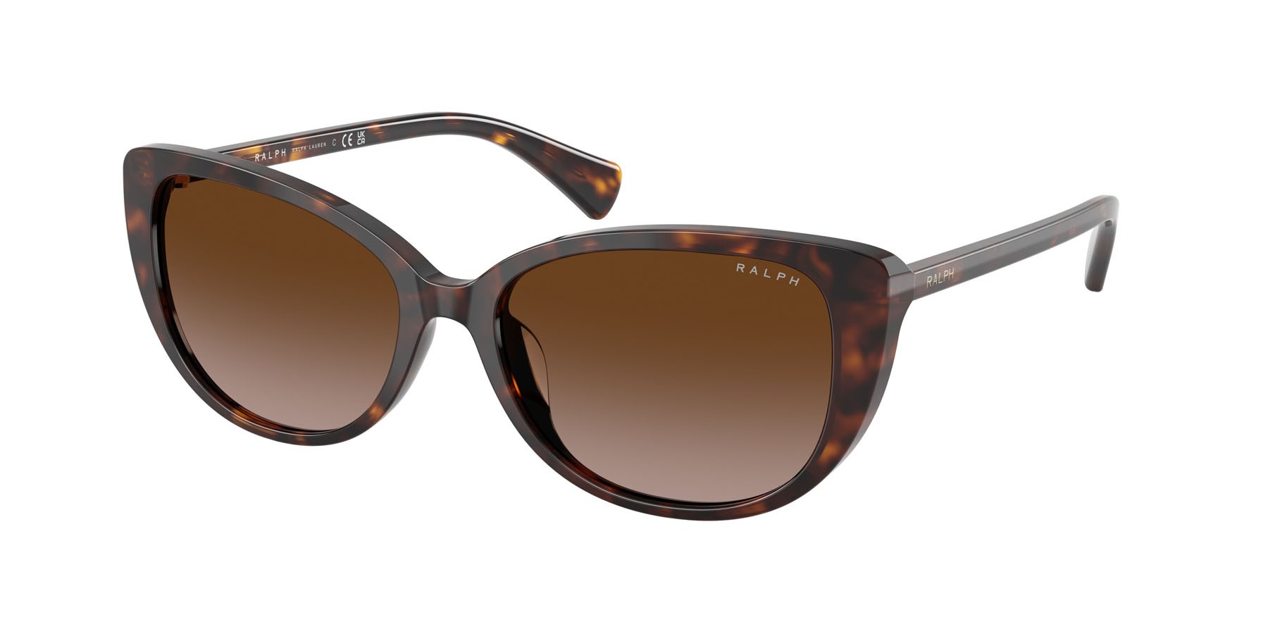 Occhiali da sole Ralph RA 5340U (500313) colore havana scuro lucido forma farfalla lenti marrone sfumato