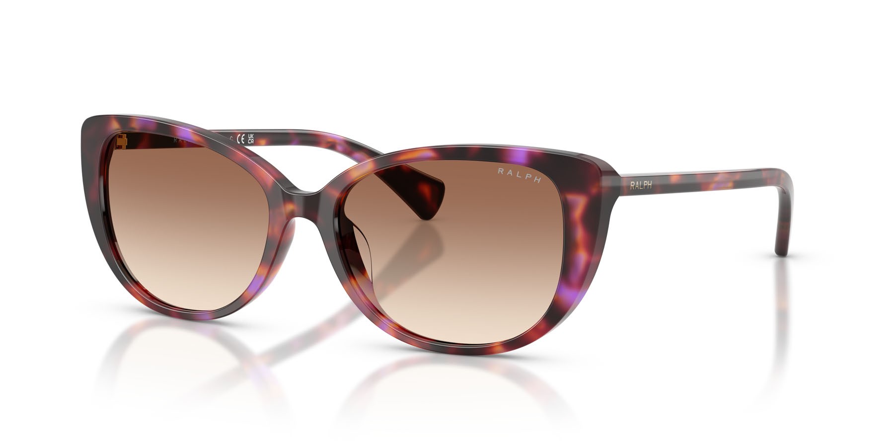 Occhiali da sole Ralph RA 5340U (623913) colore havana violetto brillante forma farfalla lenti marrone sfumato