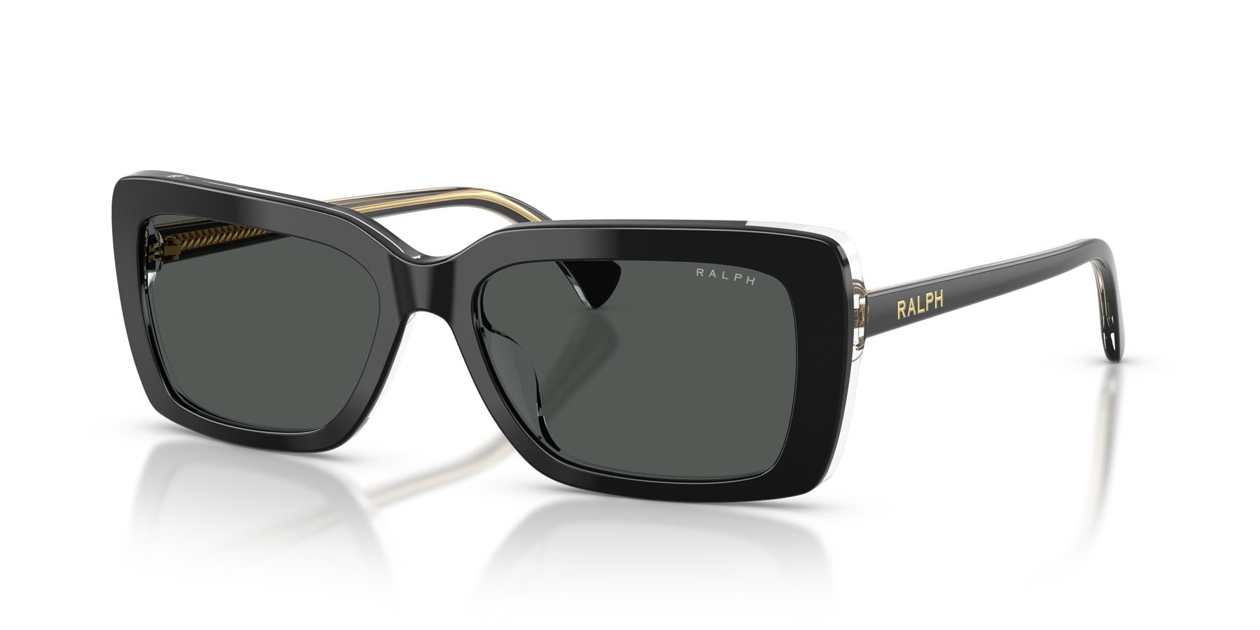 Occhiali da sole Ralph RA 5342U (629787) colore nero lucido su trasparente forma rettangolare lenti grigio