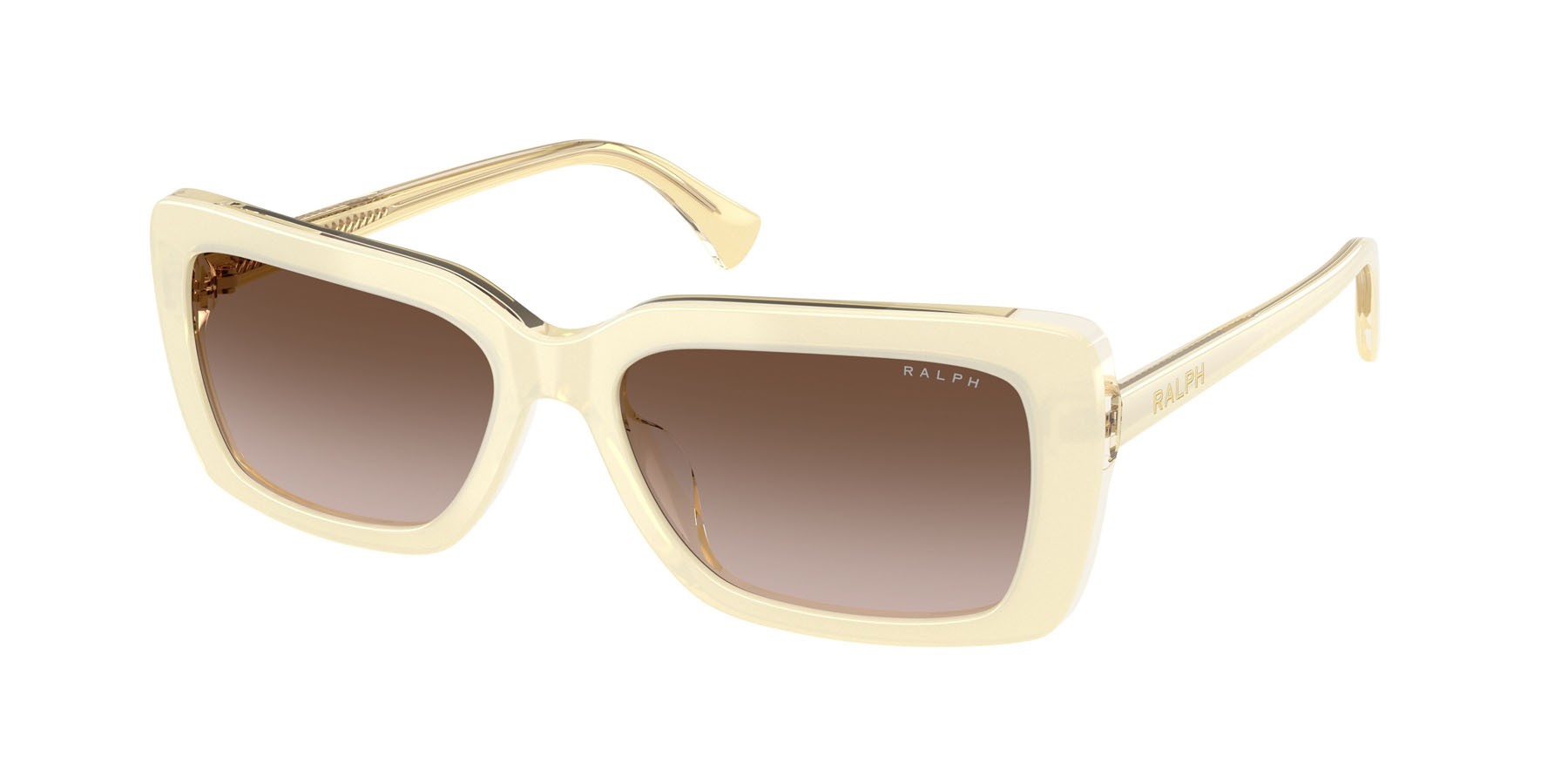 Sunglasses Ralph RA 5342U (630013) color beige su trasparente shape rectangle lenses marrone sfumato