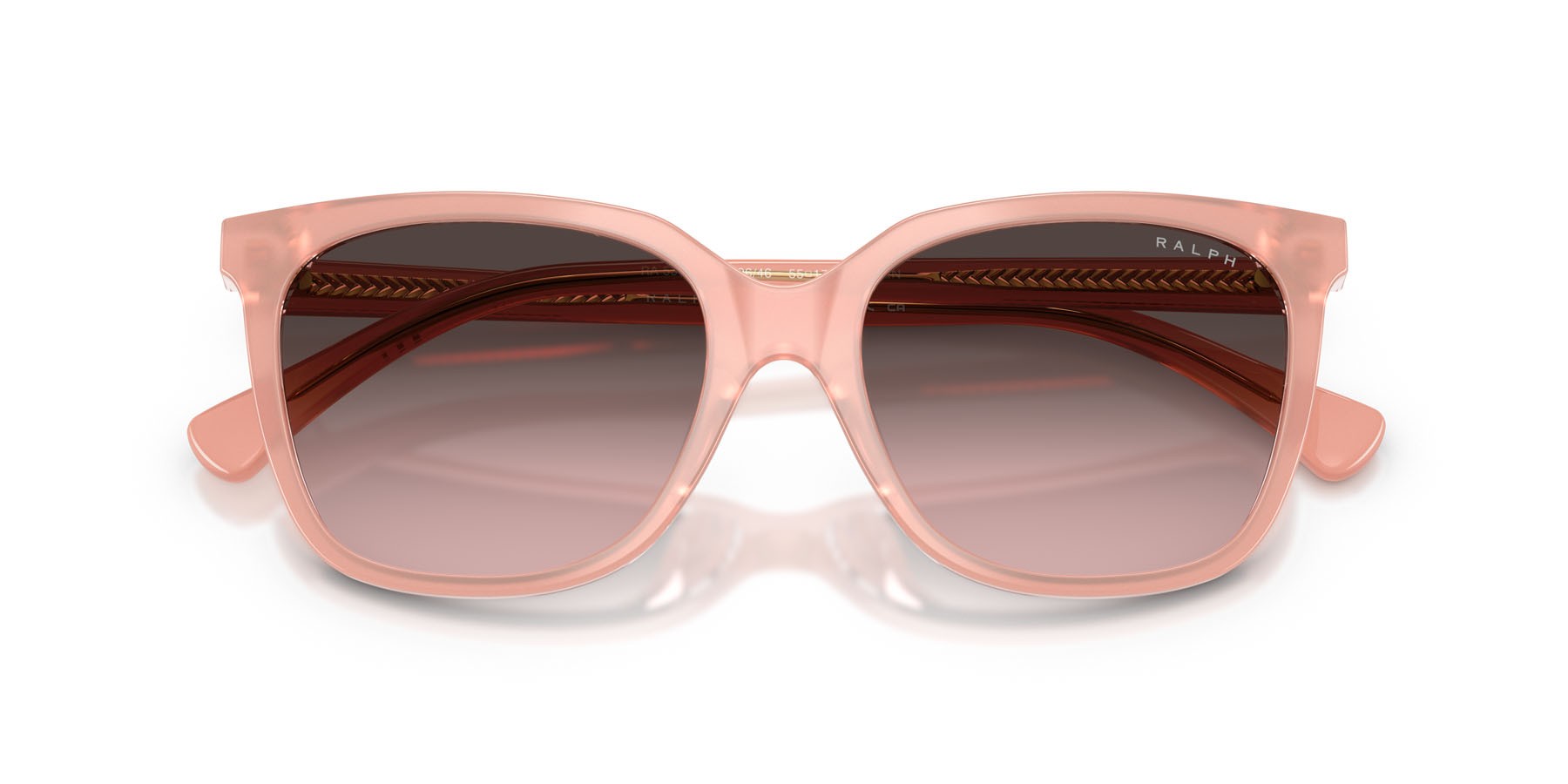Sunglasses Ralph RA 5343U (629646) color pesca trasparente shape square lenses rosa sfumato grigio