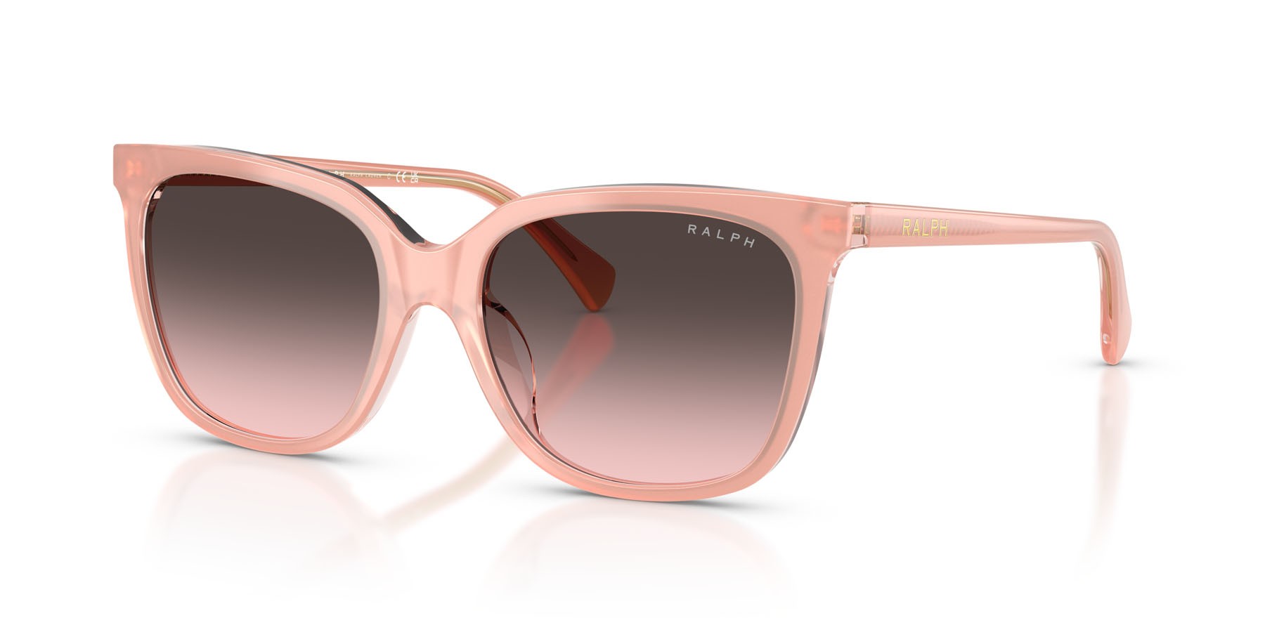Sunglasses Ralph RA 5343U (629646) color pesca trasparente shape square lenses rosa sfumato grigio