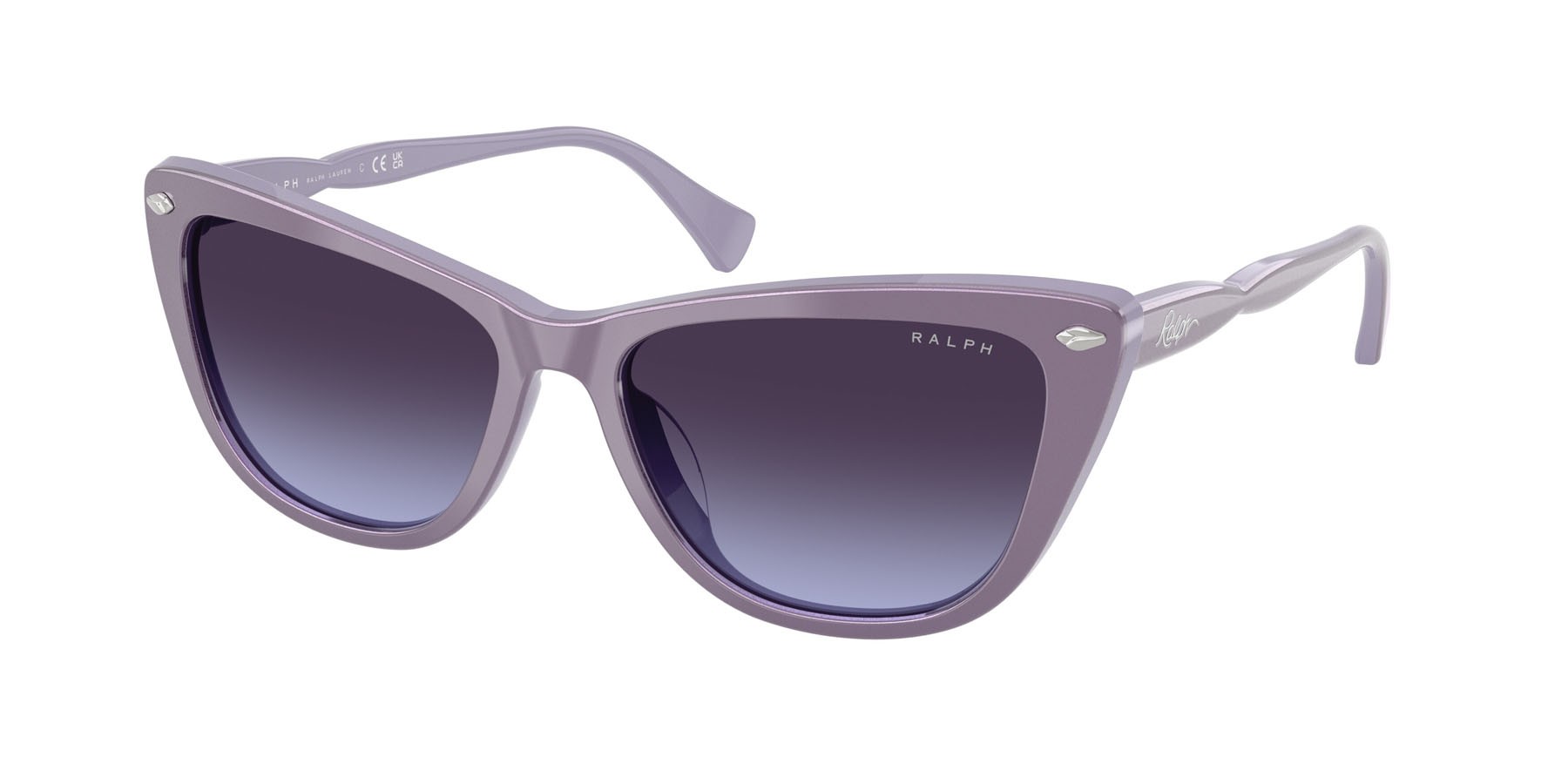 Sunglasses Ralph RA 5346U (63014Q) color violetto opalino shape cat eye lenses violetto sfumato