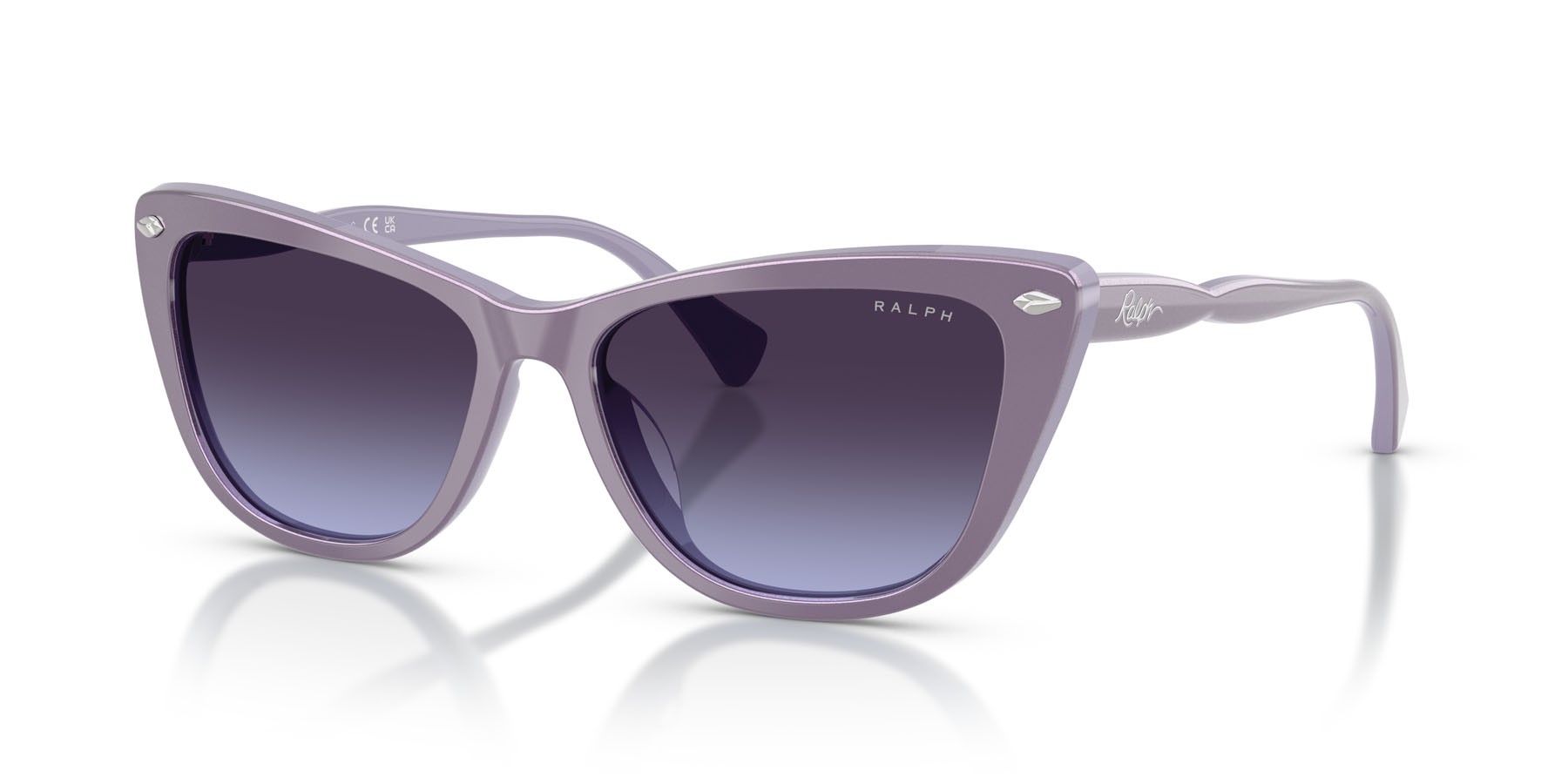 Sunglasses Ralph RA 5346U (63014Q) color violetto opalino shape cat eye lenses violetto sfumato