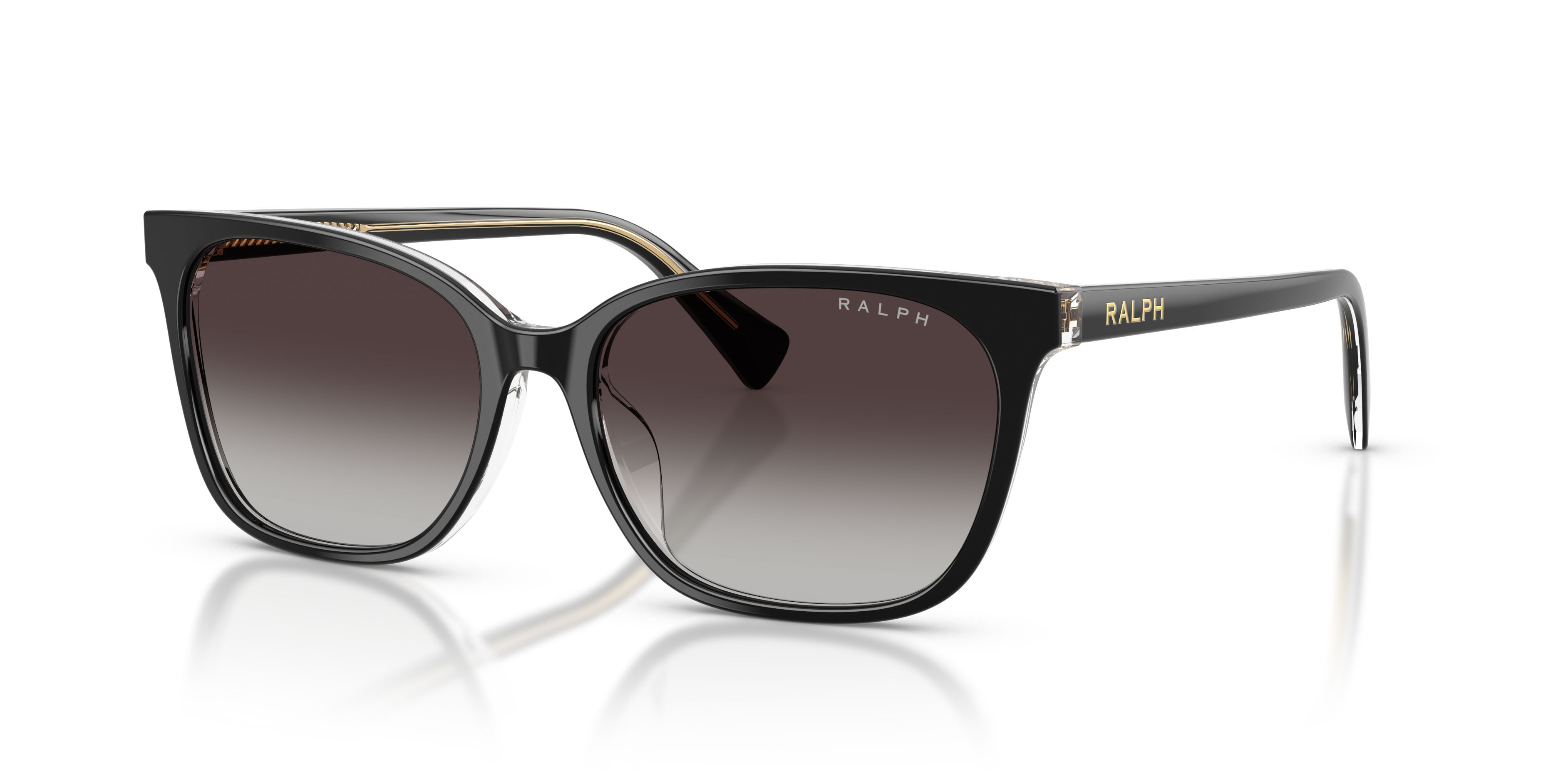 Sunglasses Ralph RA 5348U (62978G) color nero/trasparente shape square lenses grigio sfumato