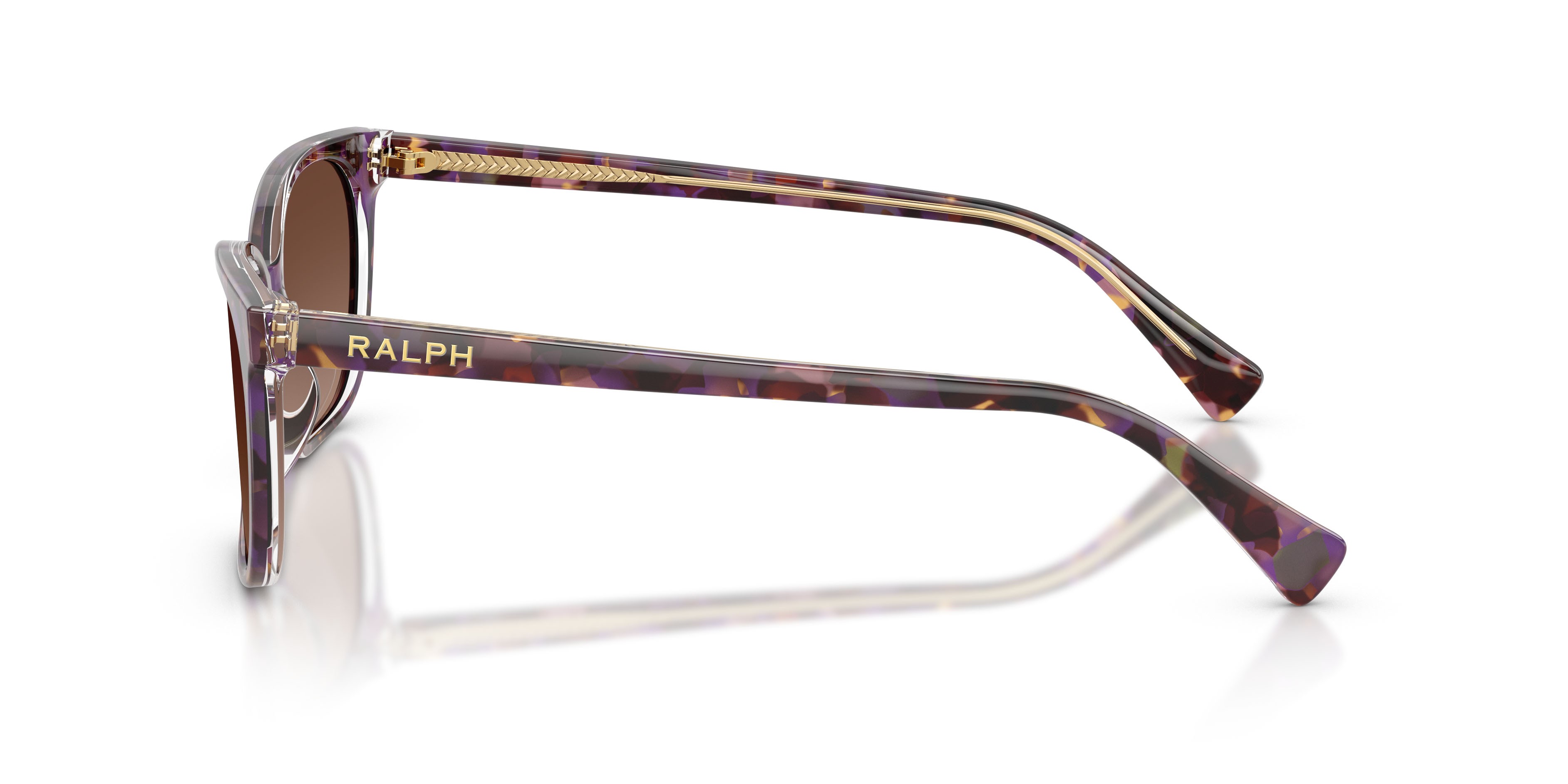 Occhiali da sole Ralph RA 5348U (6303T5) colore violet havana/transparent forma quadrato lenti polar marrone sfumata