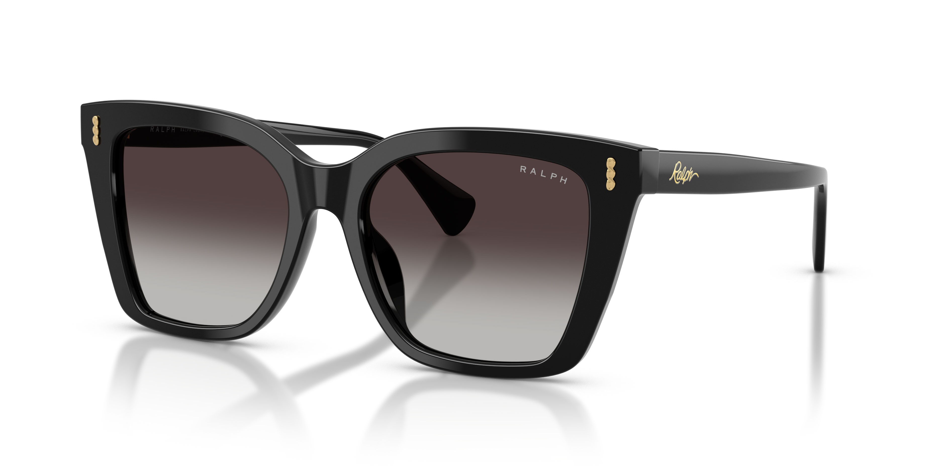 Sunglasses Ralph RA 5349U (50018G) color nero lucido shape square lenses sfumato grigio