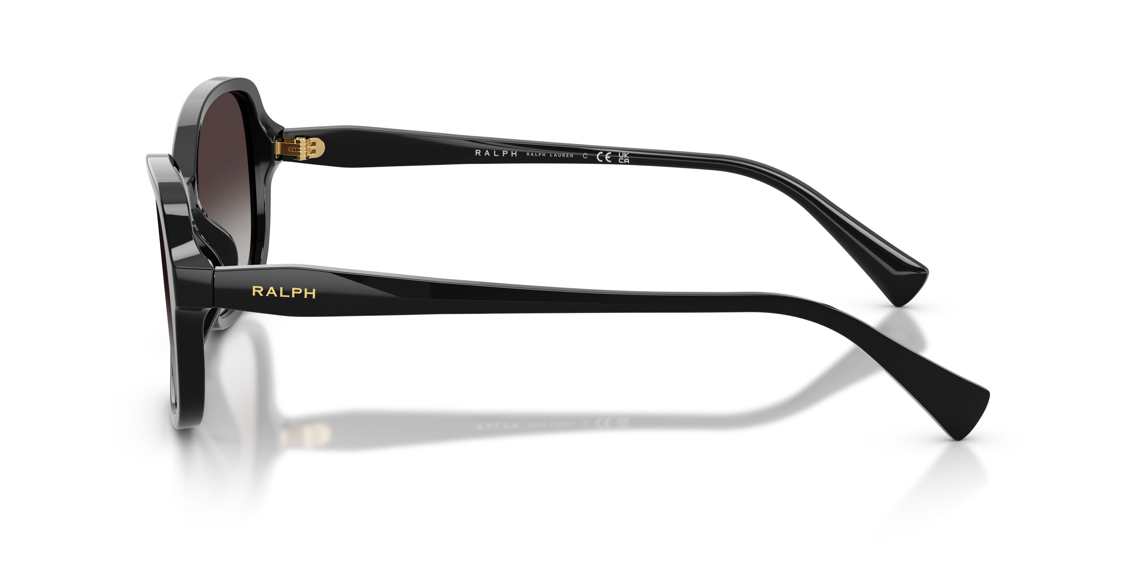 Sunglasses Ralph RA 5351U (50018G) color nero lucido shape square lenses grigio sfumato