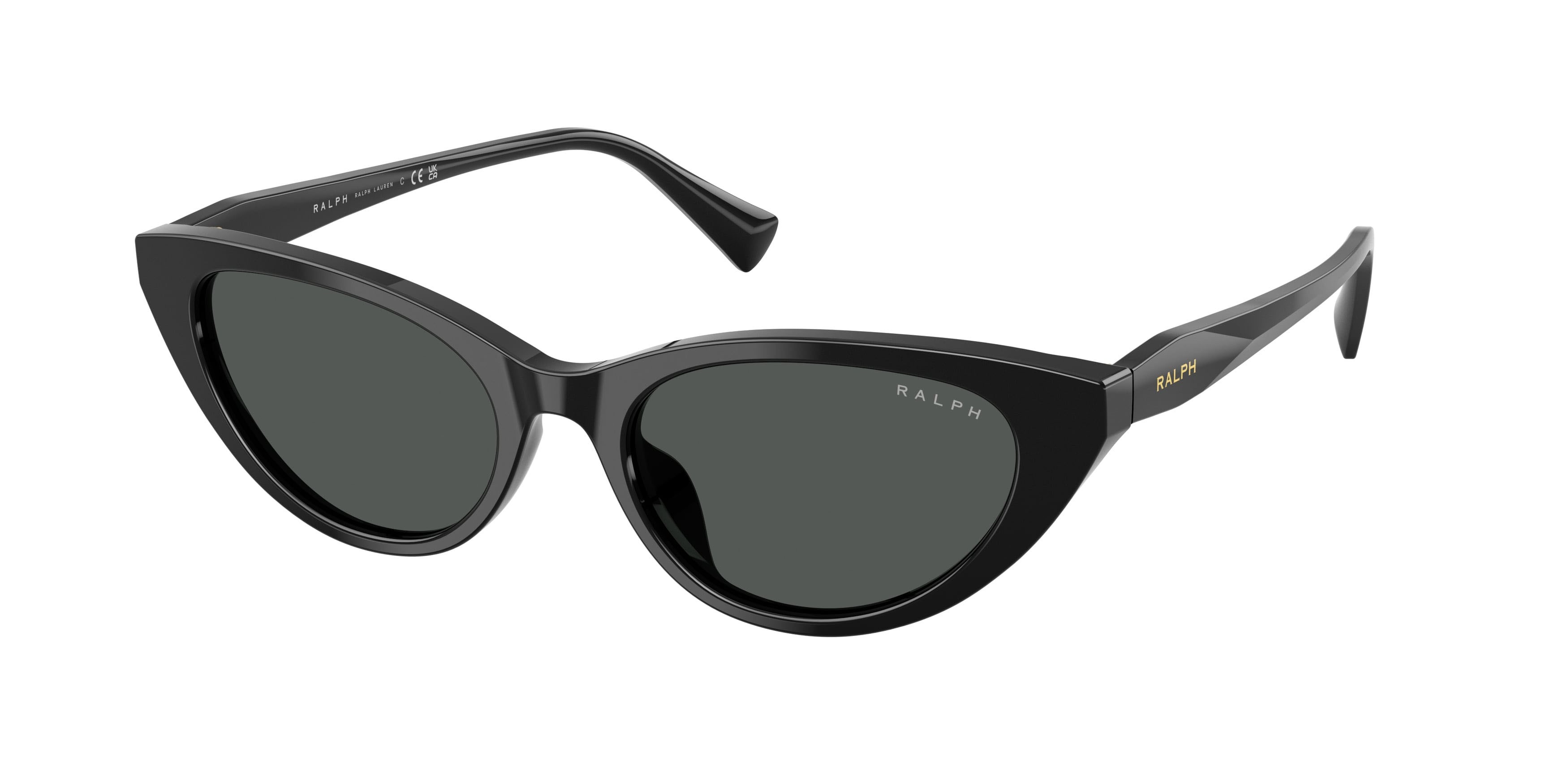 Sunglasses Ralph RA 5352U (500187) color nero lucido shape cat eye lenses grigio